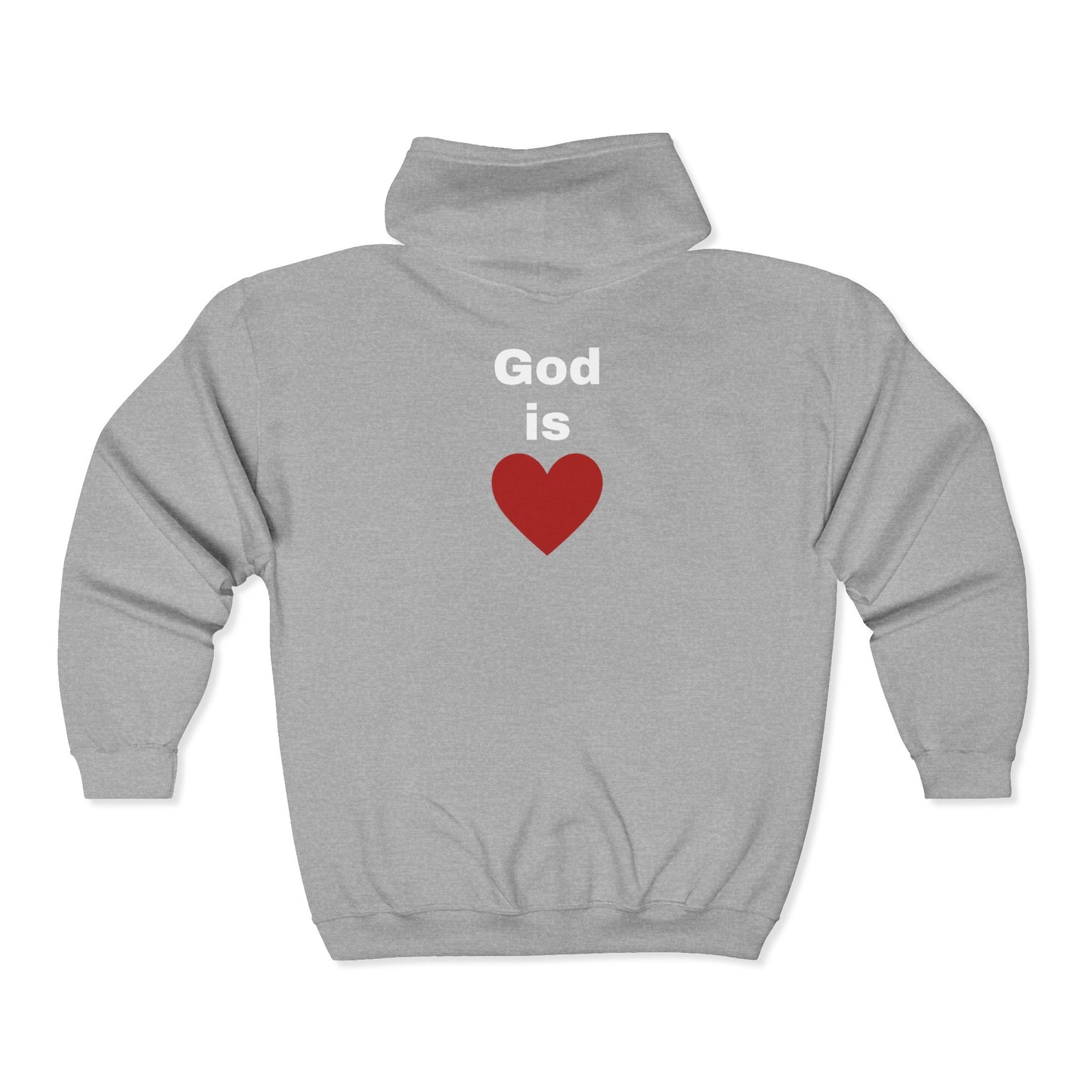 God is Love Zip Up Hoodie - Christian Faith Apparel, Religious Full Zip Sweatshirt, Inspirational Jacket, Christian Gift, Religious Clothing
