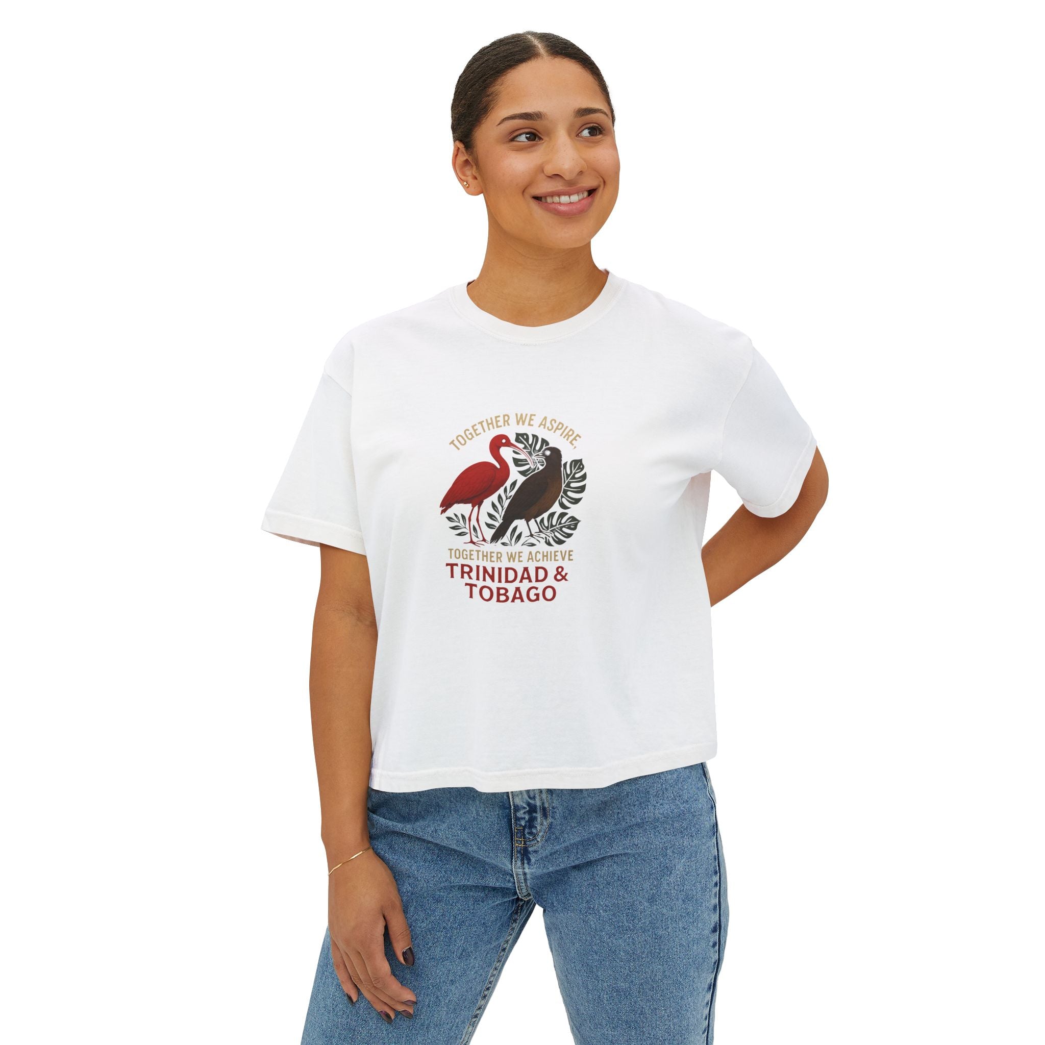 Trinidad & Tobago Graphic Tee — 'Together We Achieve' Women’s Boxy Shirt