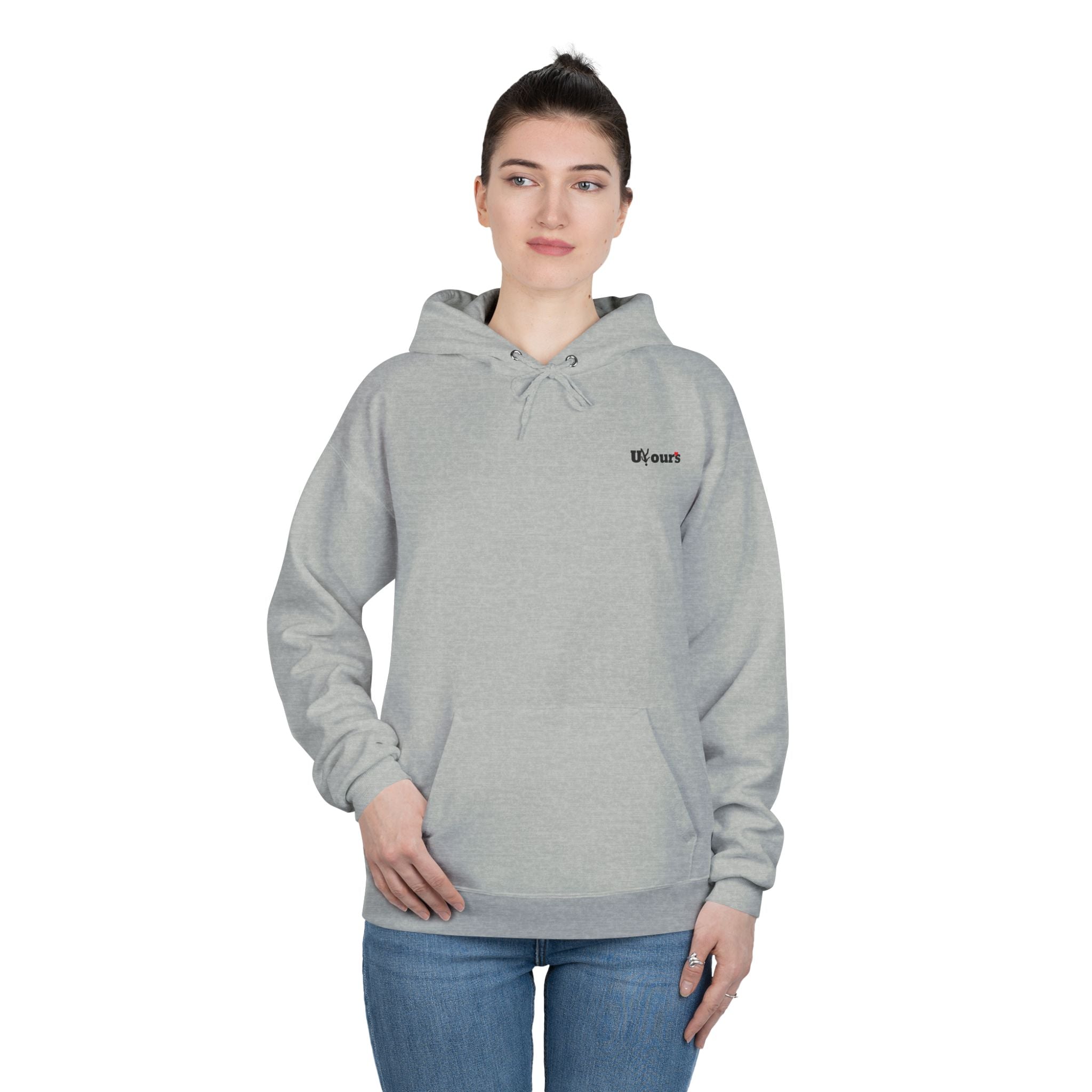 Minimal 'Yours' White Pullover Hoodie — Small Chest Script Logo
