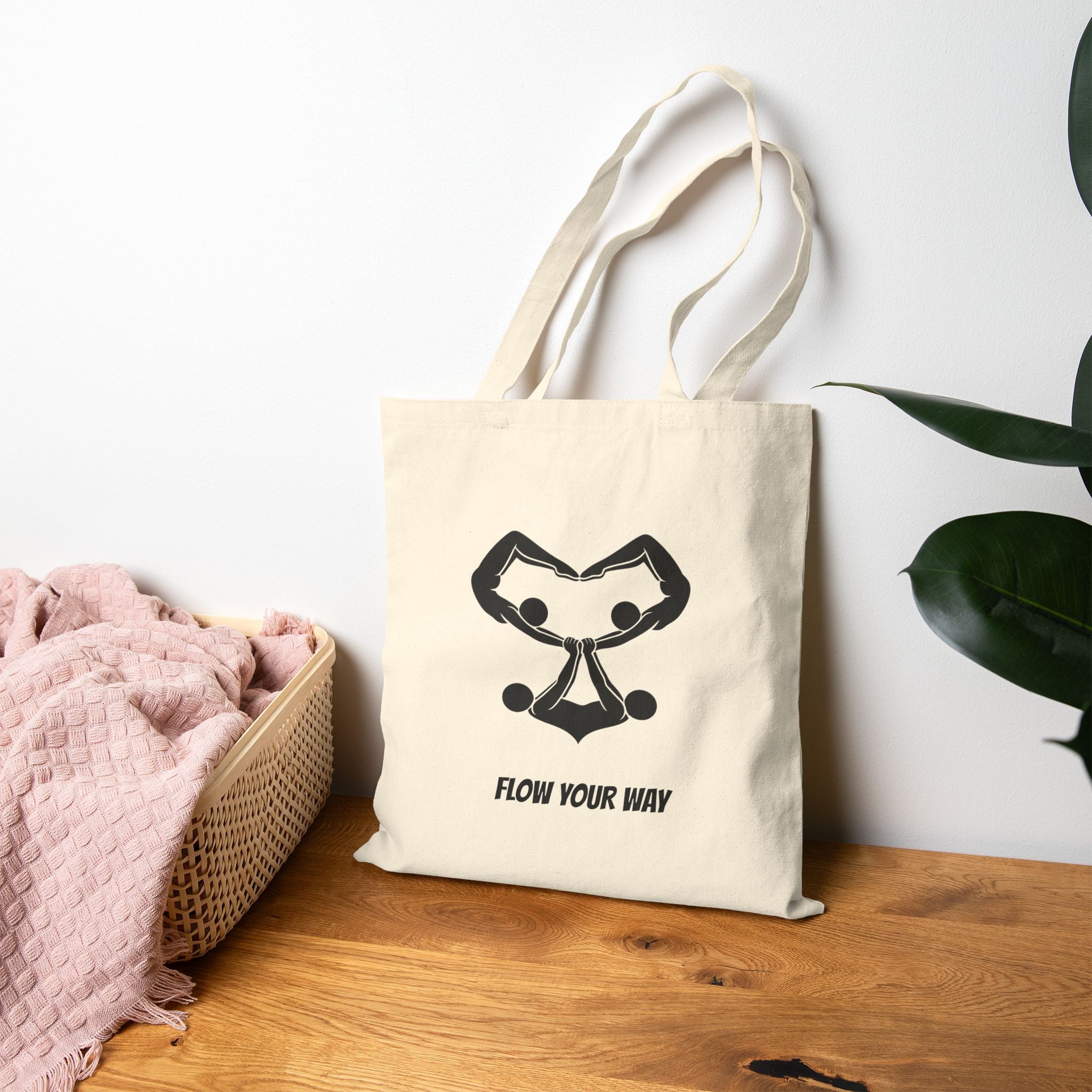 Yoga Flow Canvas Tote — "Flow Your Way" / "Peace in Every Breath" Eco Cotton Beach Bag