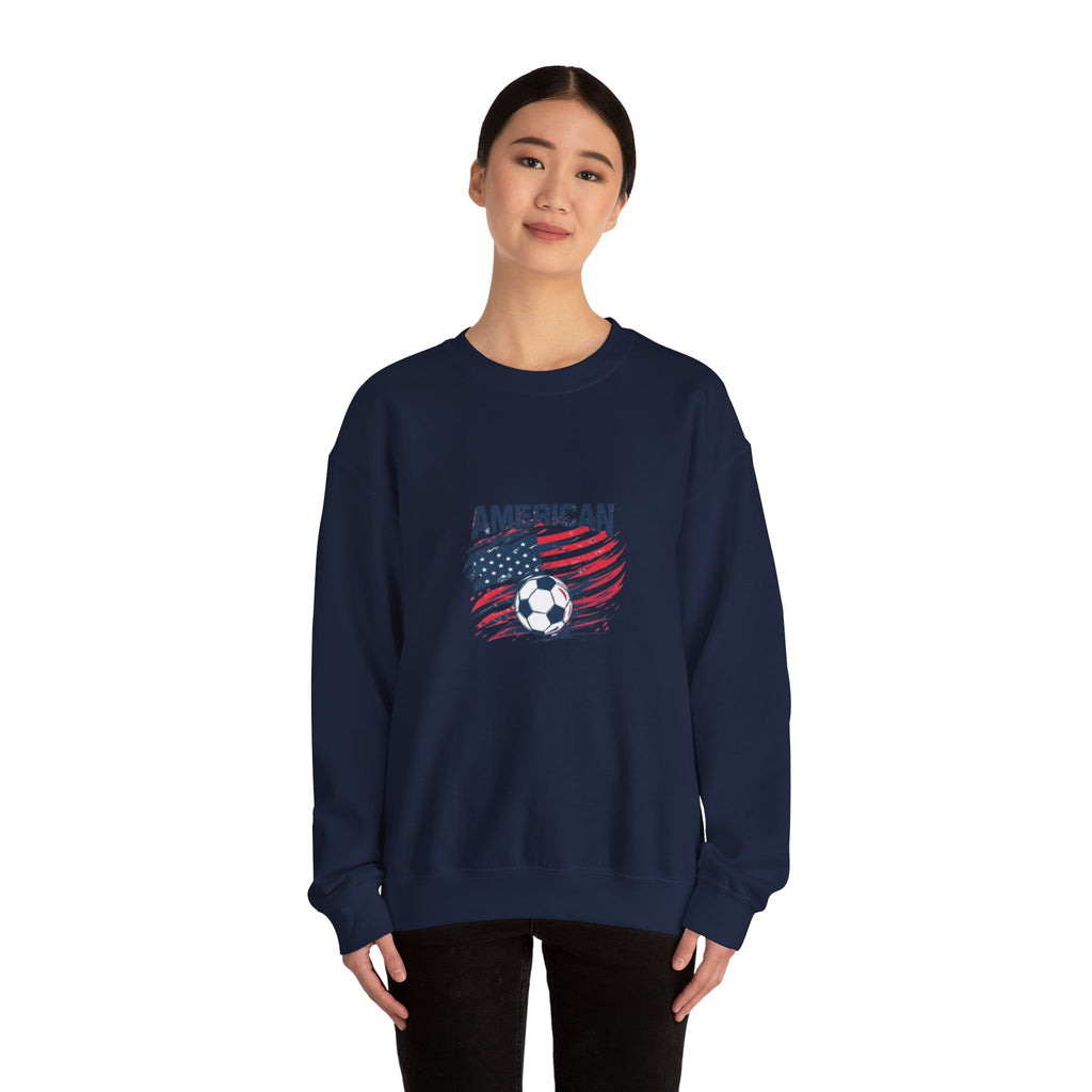 American Soccer Crewneck Sweatshirt — USA Flag & Soccer Ball Graphic