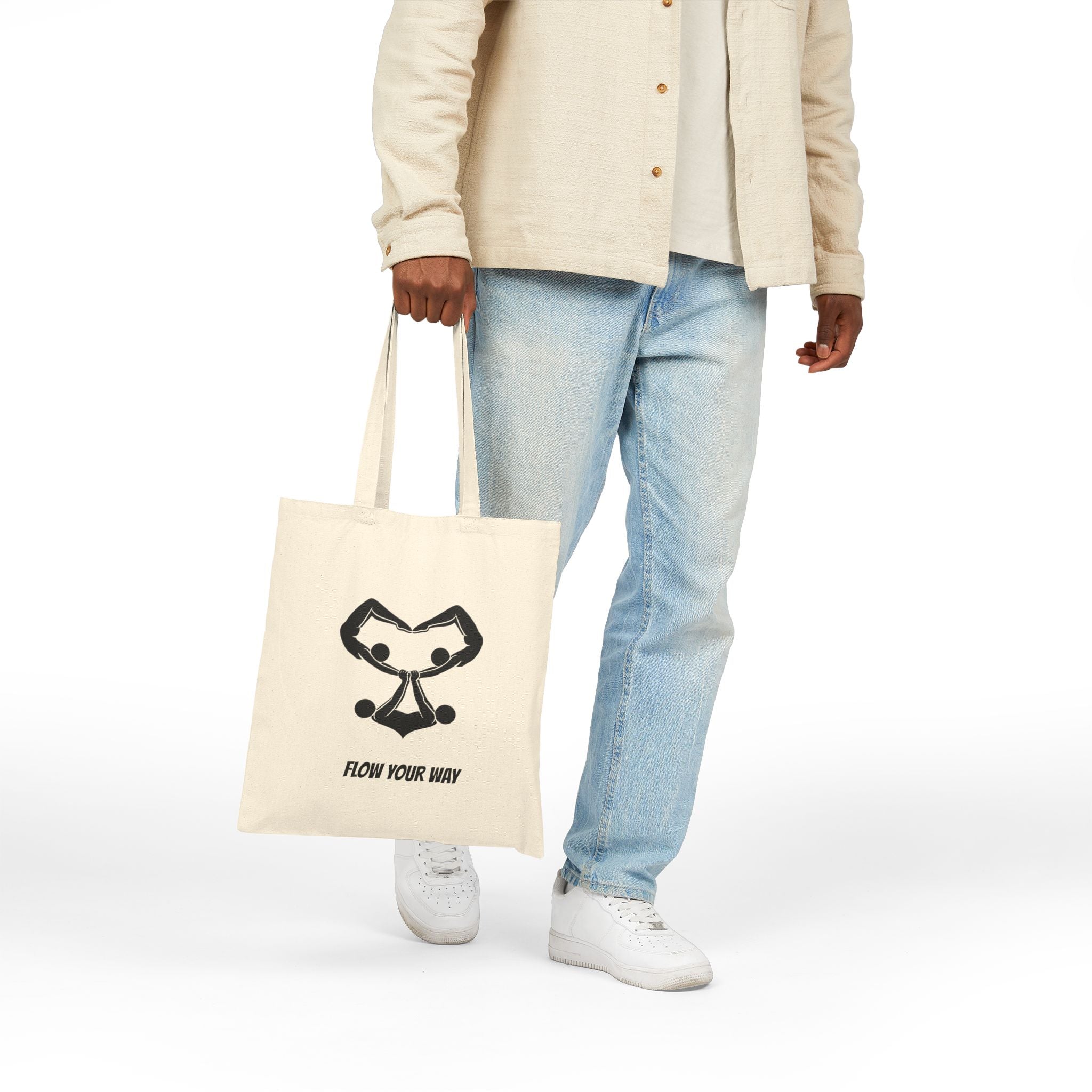 Yoga Flow Canvas Tote — "Flow Your Way" / "Peace in Every Breath" Eco Cotton Beach Bag