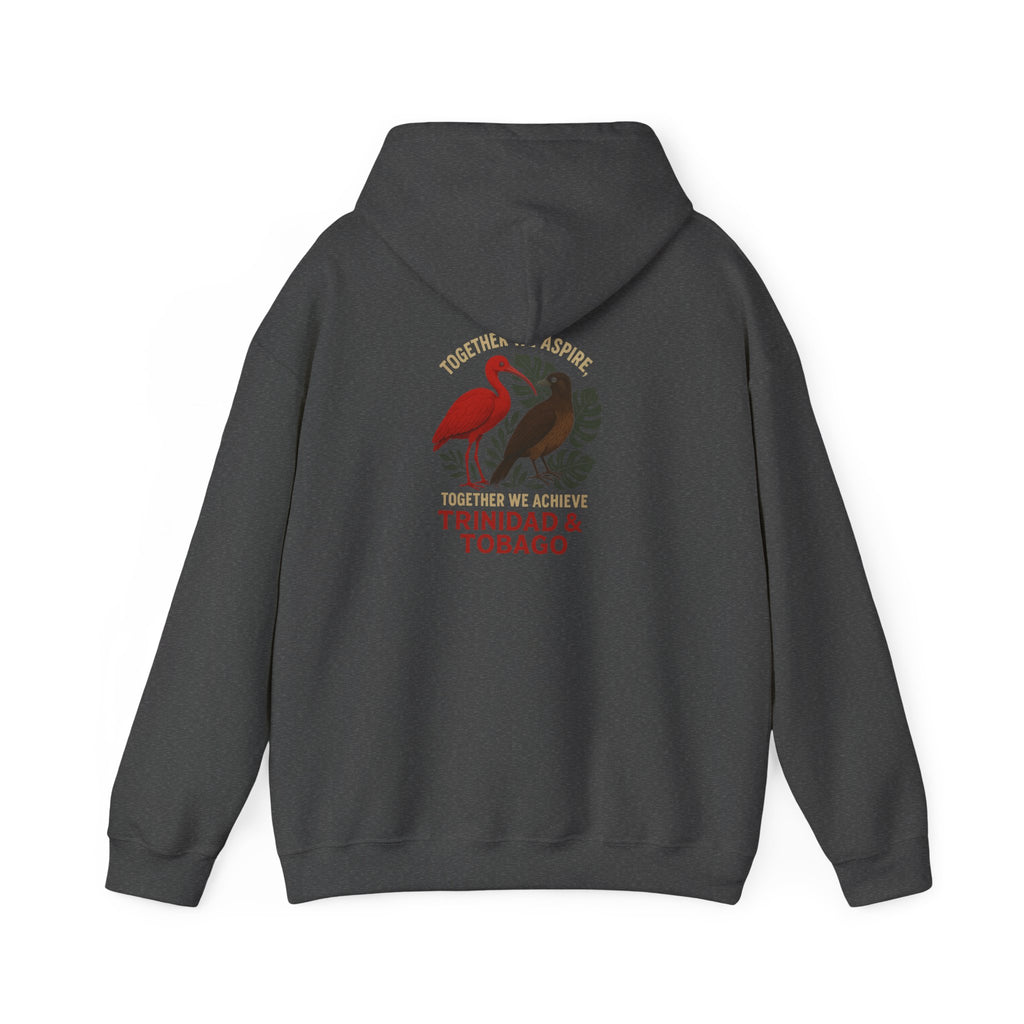 Trinidad & Tobago Heritage Hoodie — Together We Achieve Flamingo & Hummingbird Design