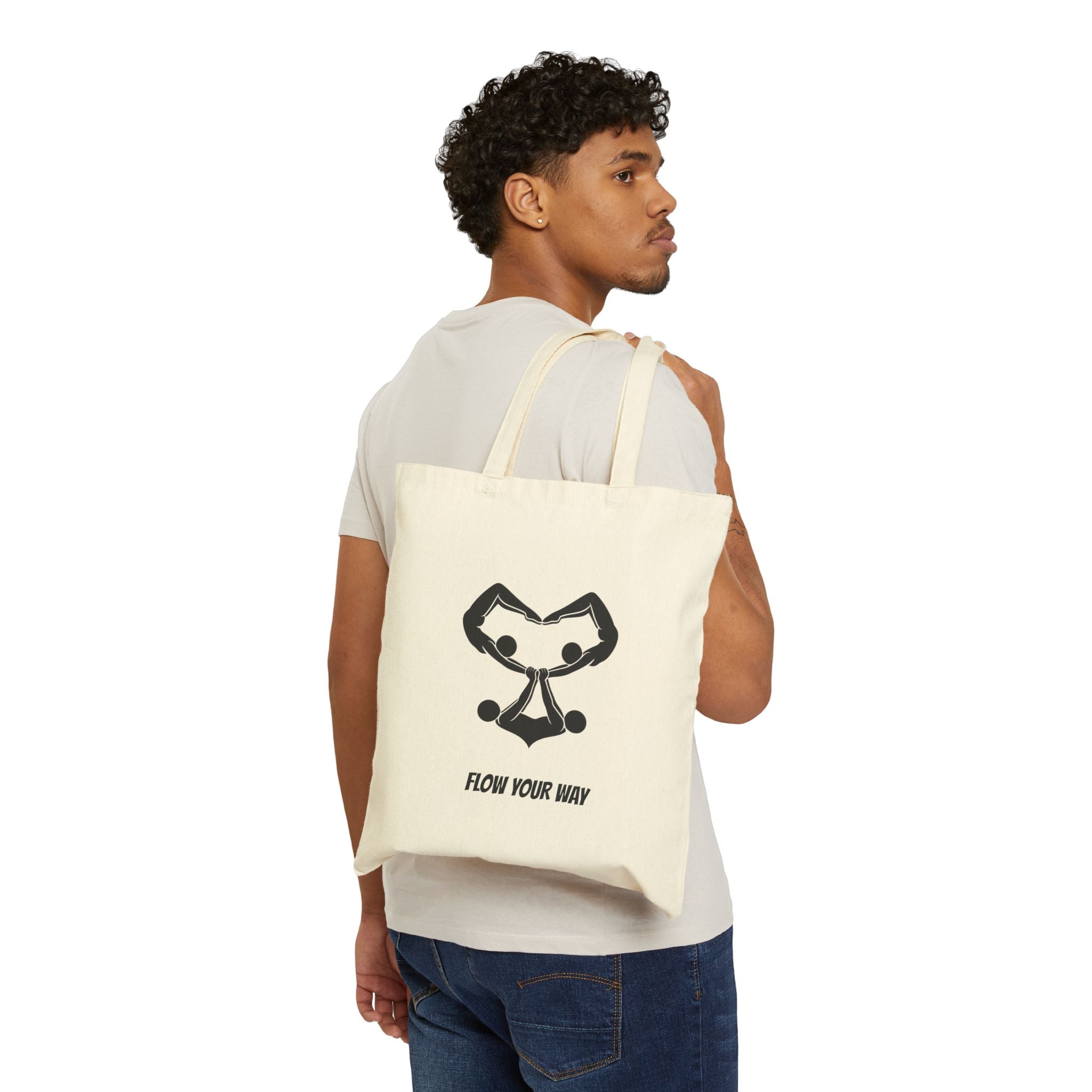 Yoga Flow Canvas Tote — "Flow Your Way" / "Peace in Every Breath" Eco Cotton Beach Bag