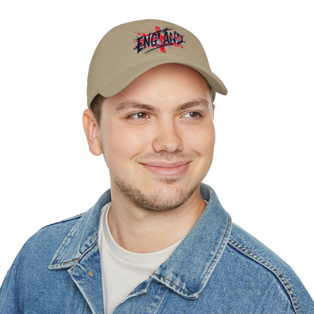 England Flag Baseball Cap – Grunge 'England' Logo Low Profile Hat, Patriotic Soccer Fan Gift