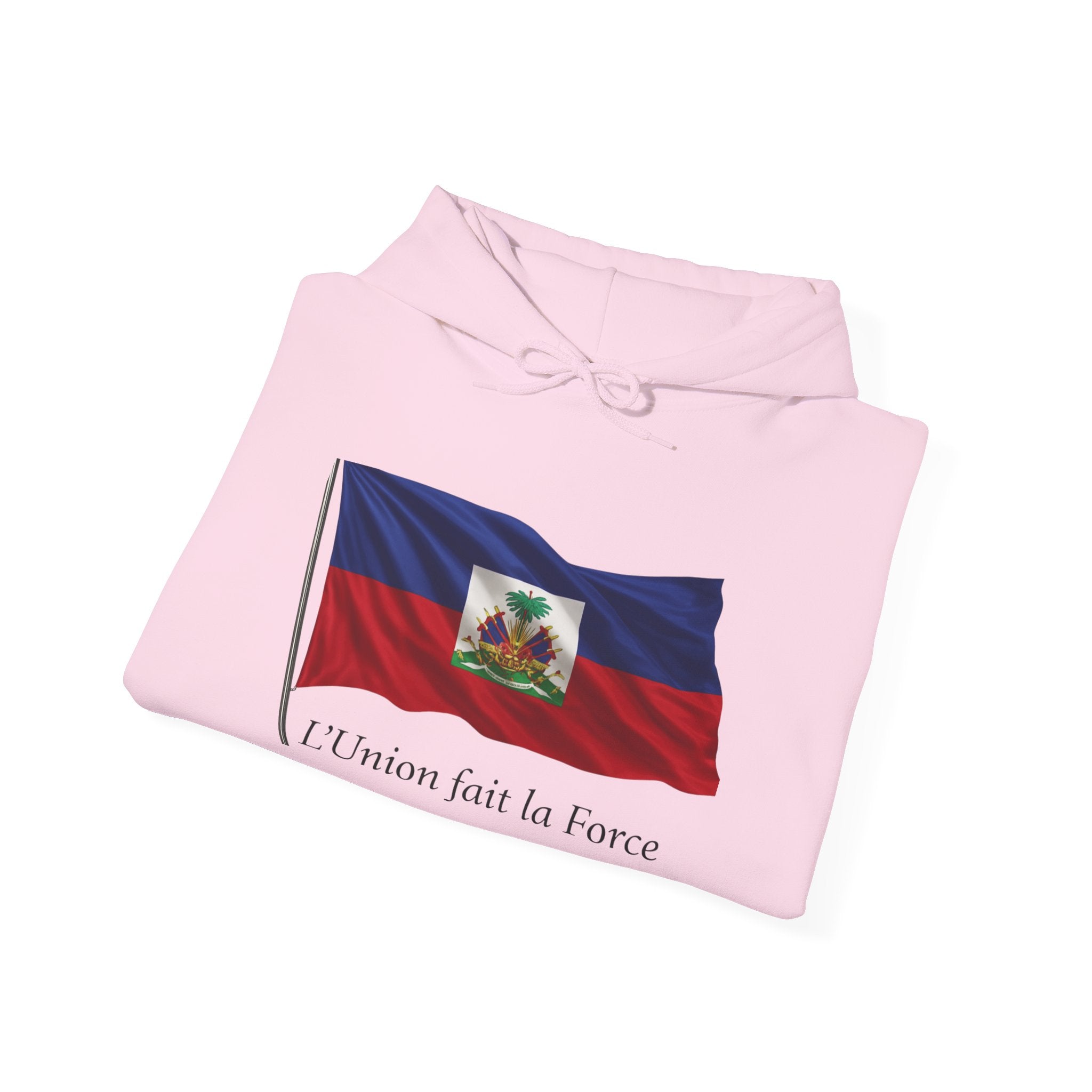 Haiti Flag Hoodie – "L'Union fait la Force" Pullover
