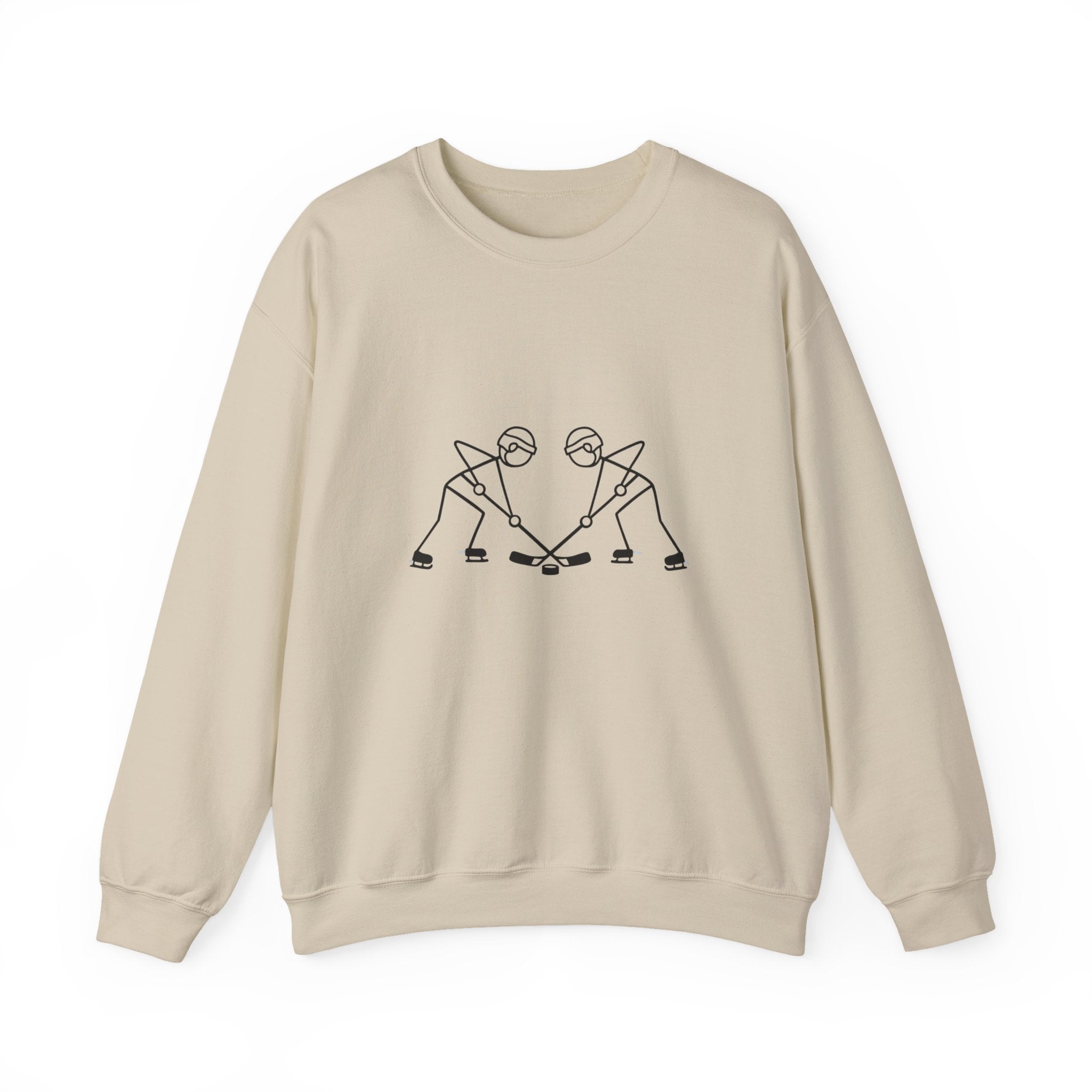 Minimal Line Art Hockey Players Crewneck Sweatshirt | Sports Graphic