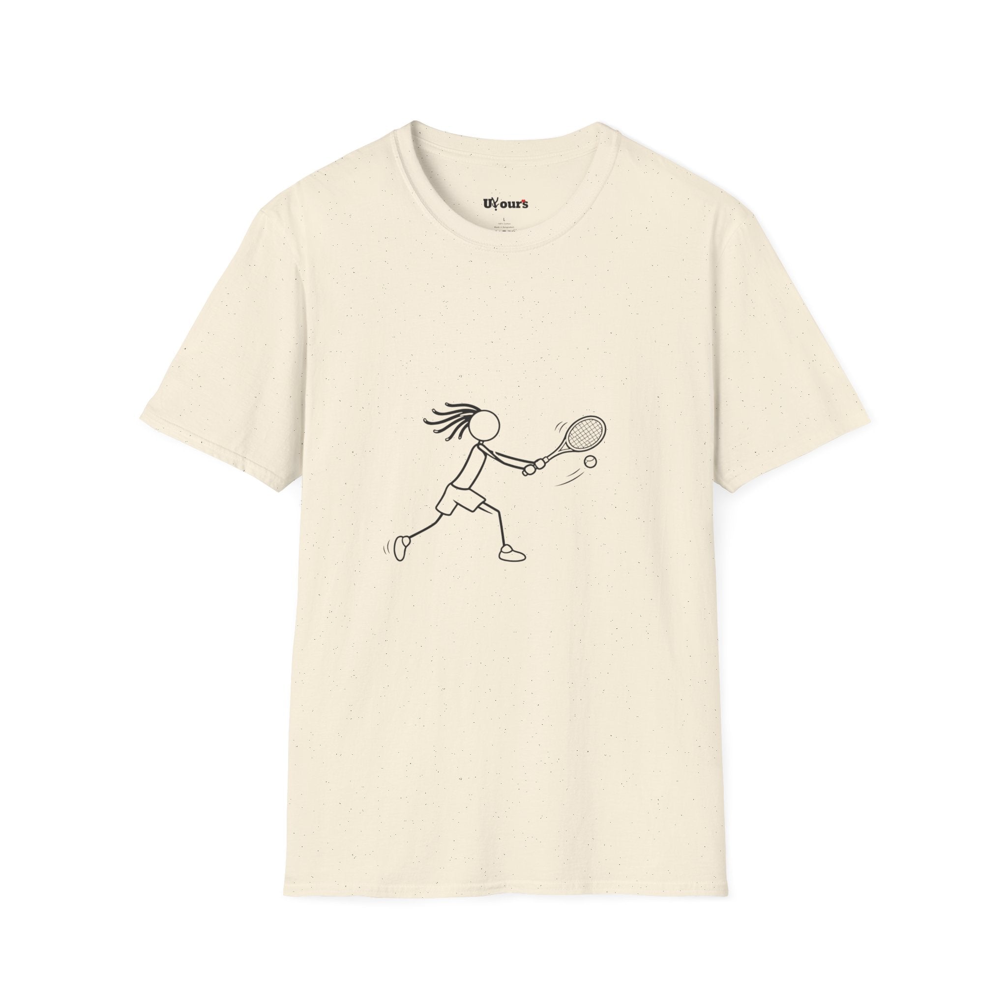 Stick Figure Girl Playing Tennis T-Shirt | Tennis Player Line Art