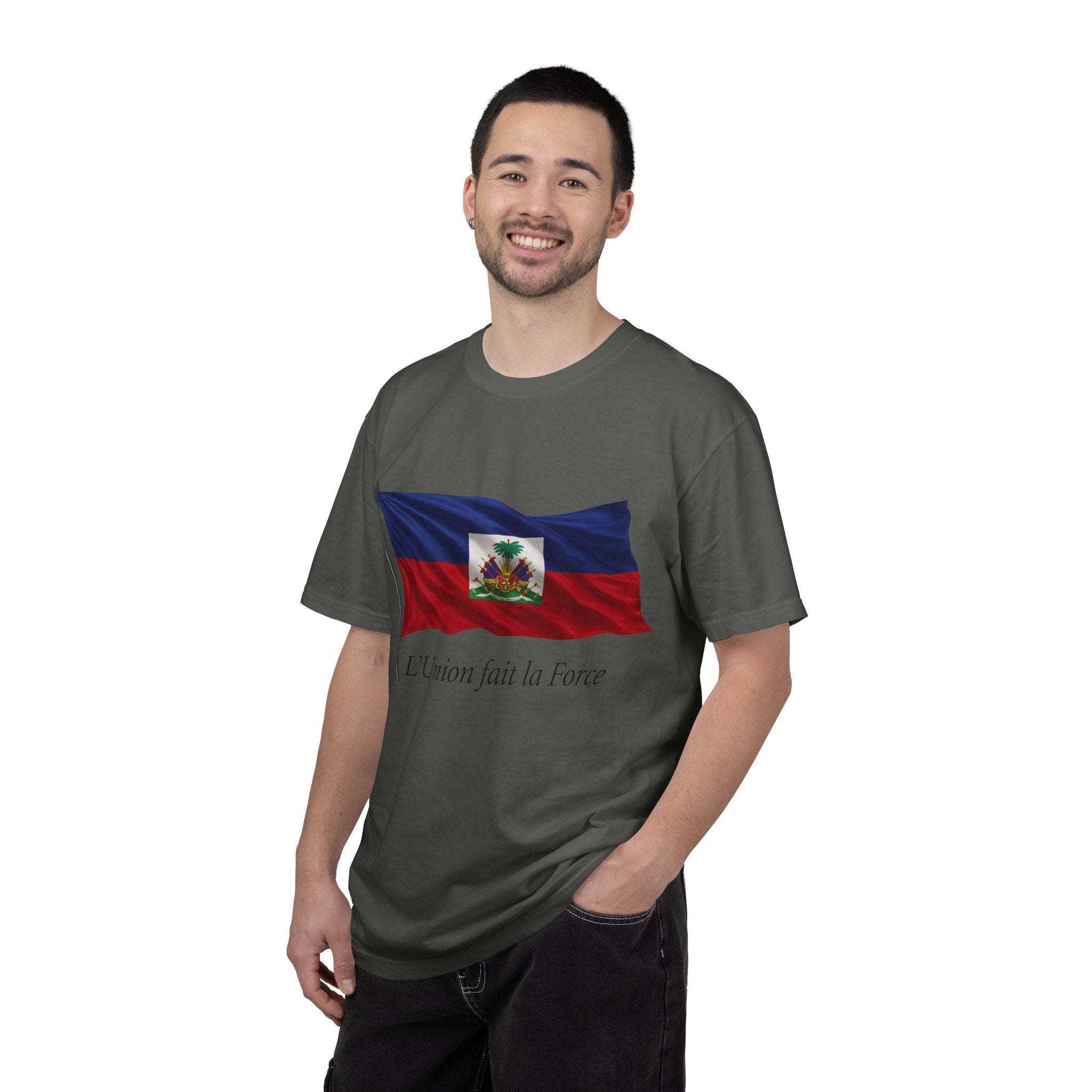Haiti Flag T-Shirt — "L'Union fait la Force" Patriotic Tee