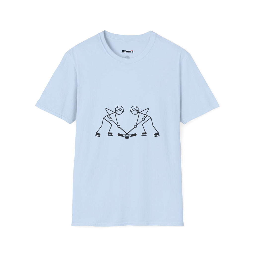 Stick Figure Hockey Faceoff T-Shirt | Minimal Sports Graphic