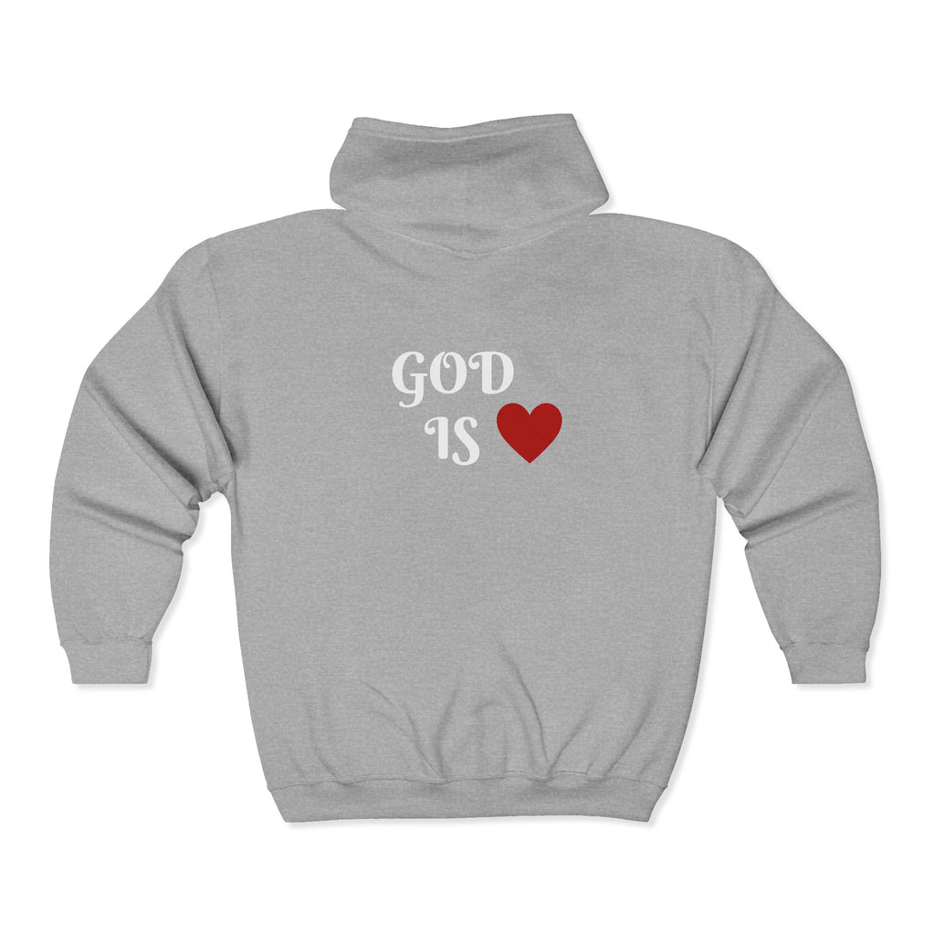 God is Love Zip Up Hoodie - Christian Faith Apparel, Religious Full Zip Sweatshirt, Inspirational Jacket, Christian Gift, Religious Clothing