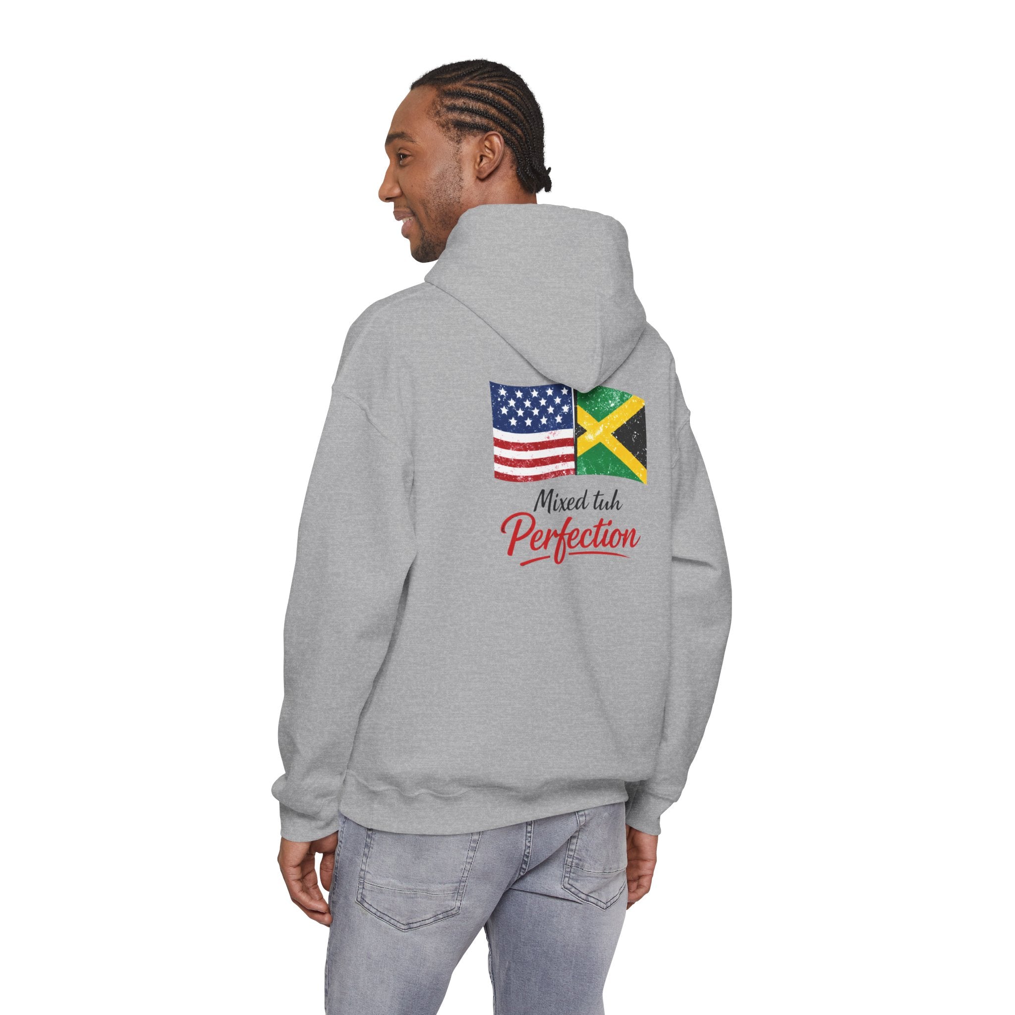 Jamaican American Flags Hoodie — "Mixed tuh Perfection" Pride Pullover