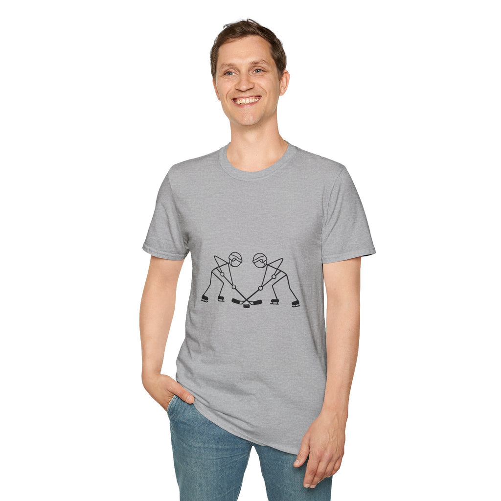 Stick Figure Hockey Faceoff T-Shirt | Minimal Sports Graphic