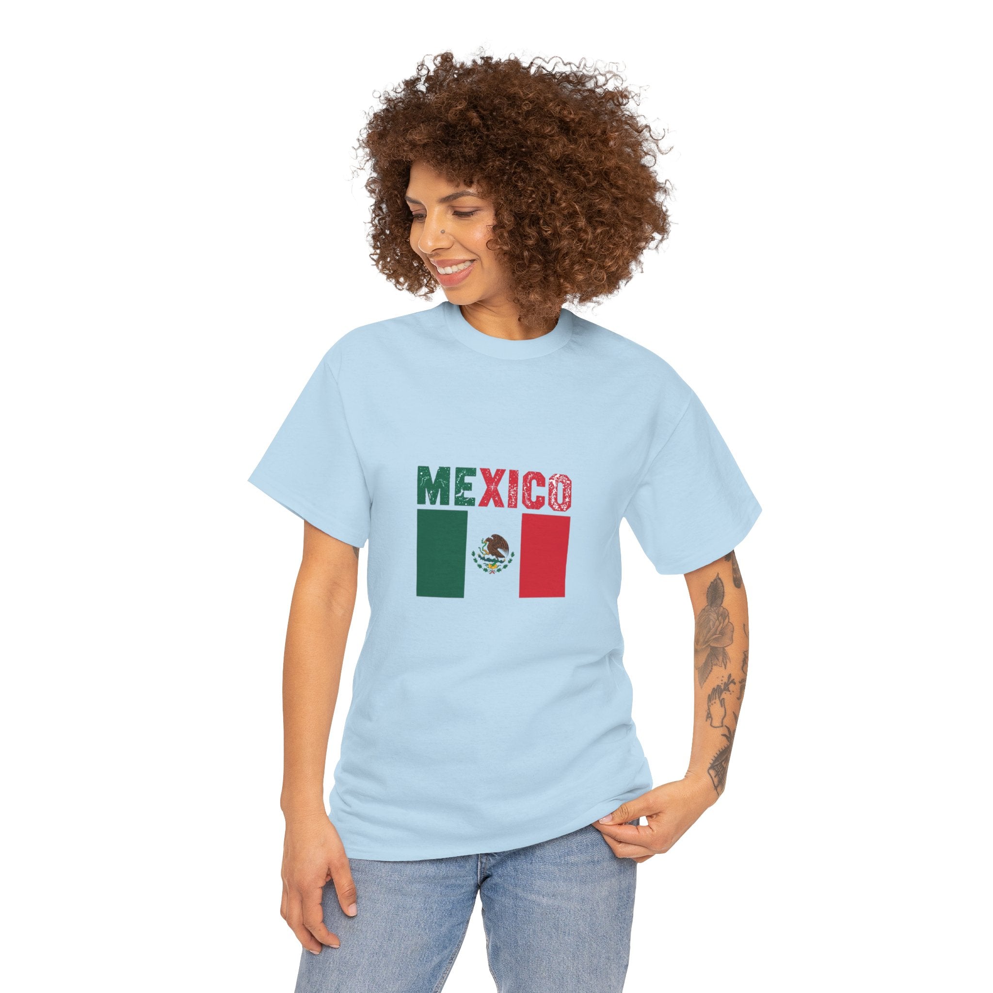 Mexico Flag T‑Shirt – Distressed Mexico Text with Mexican Flag Graphic
