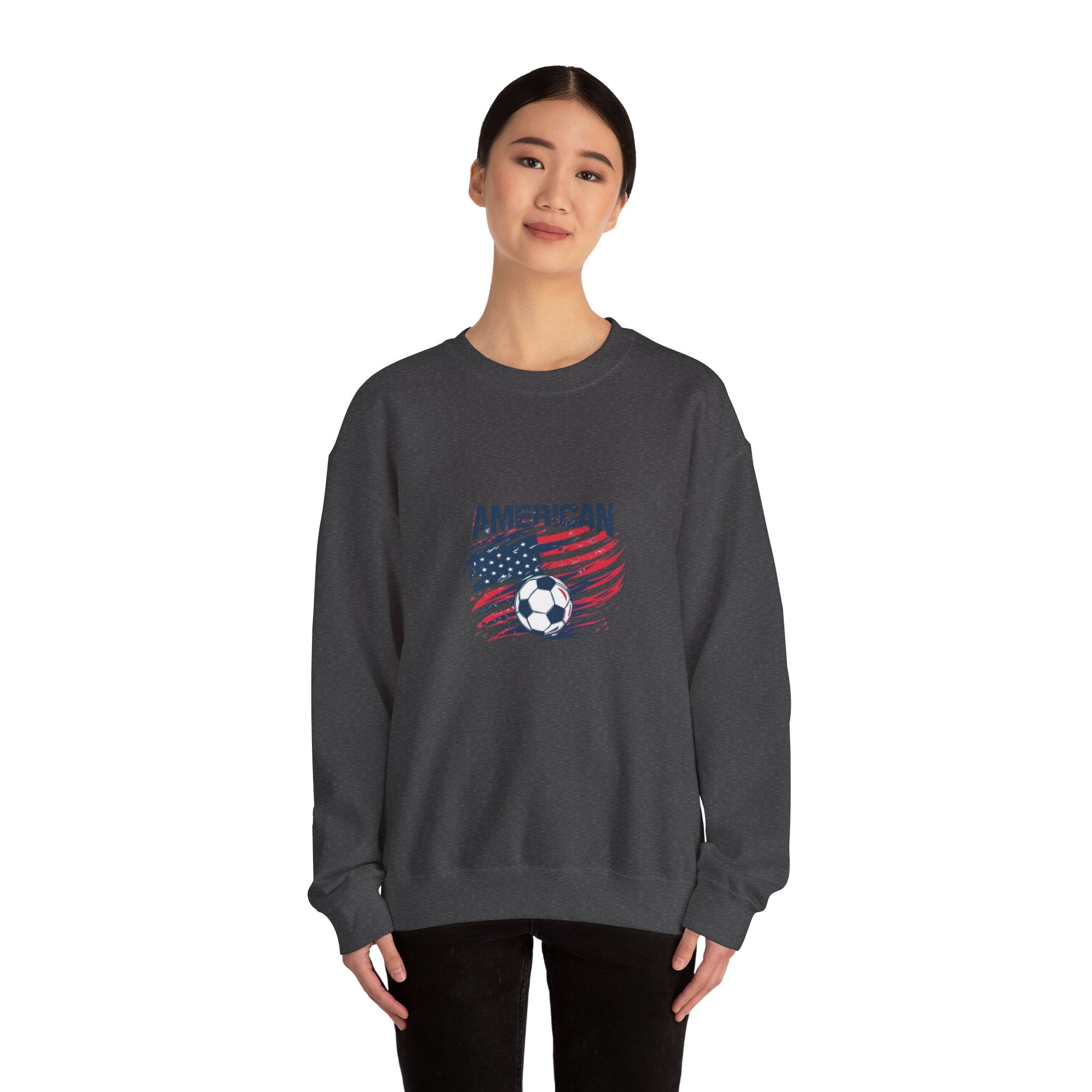American Soccer Crewneck Sweatshirt — USA Flag & Soccer Ball Graphic