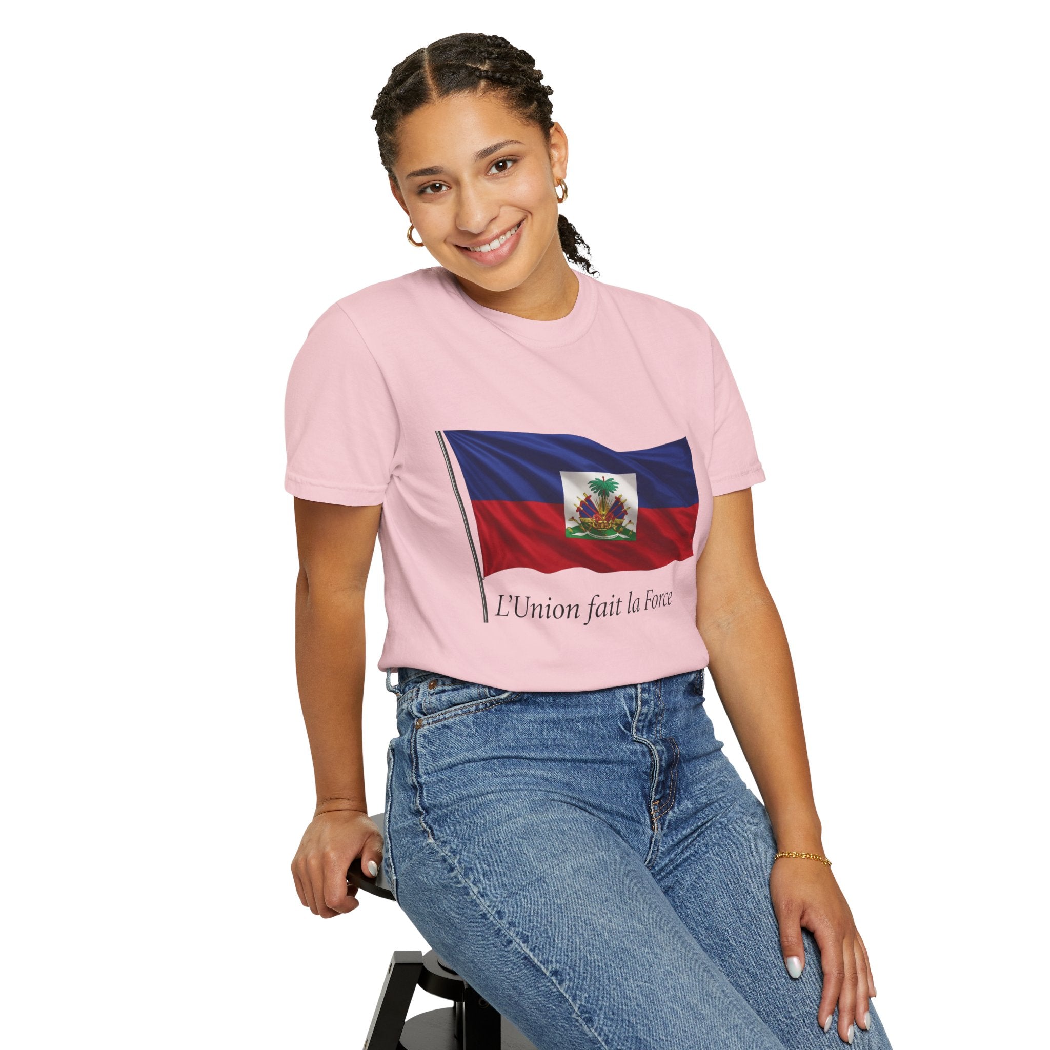 Haiti Flag T-Shirt — "L'Union fait la Force" Patriotic Tee