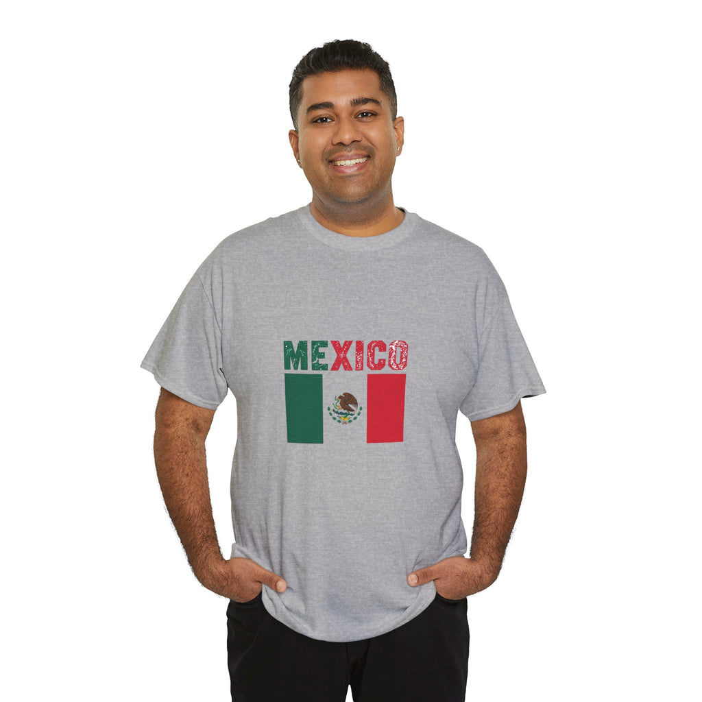Mexico Flag T‑Shirt – Distressed Mexico Text with Mexican Flag Graphic