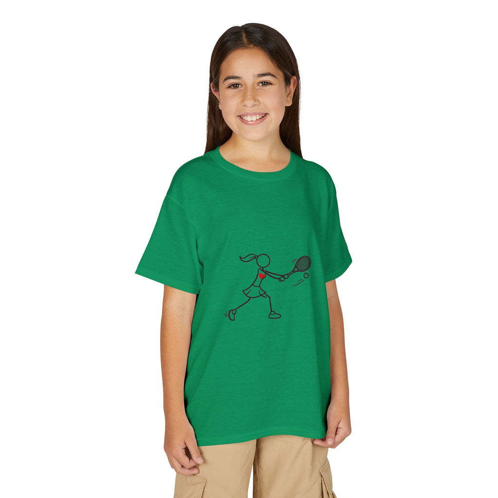 Stick Figure Tennis Player Youth T-Shirt | Kids Sports Tee