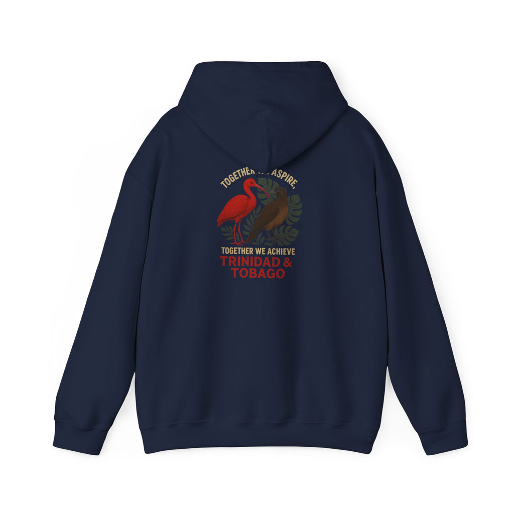 Trinidad & Tobago Heritage Hoodie — Together We Achieve Flamingo & Hummingbird Design
