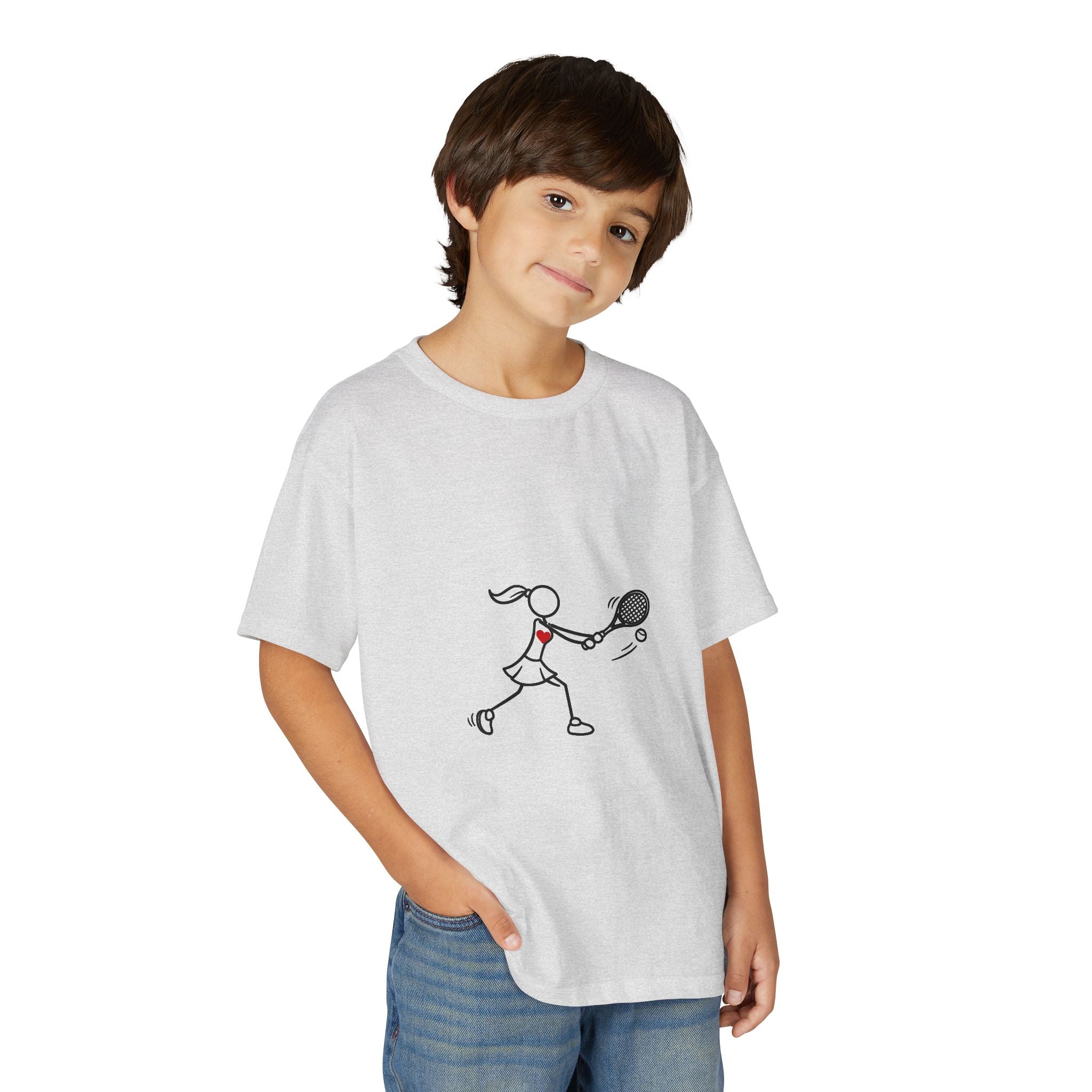 Stick Figure Tennis Player Youth T-Shirt | Kids Sports Tee