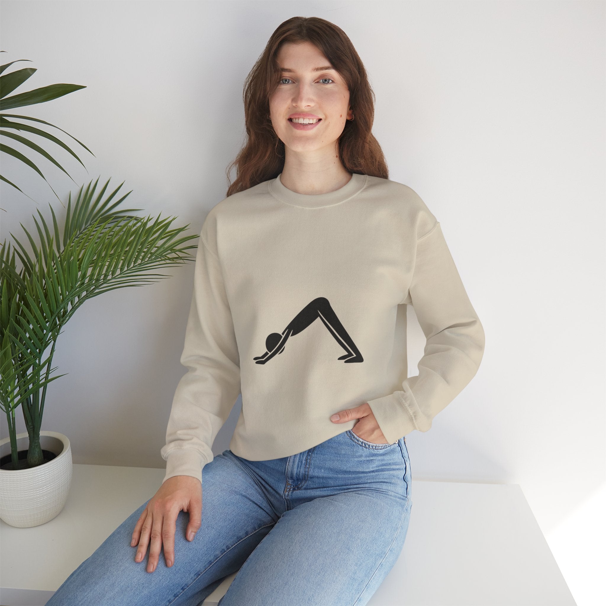 Yoga Downward Dog Crewneck Sweatshirt — Minimal Yoga Pose Pullover