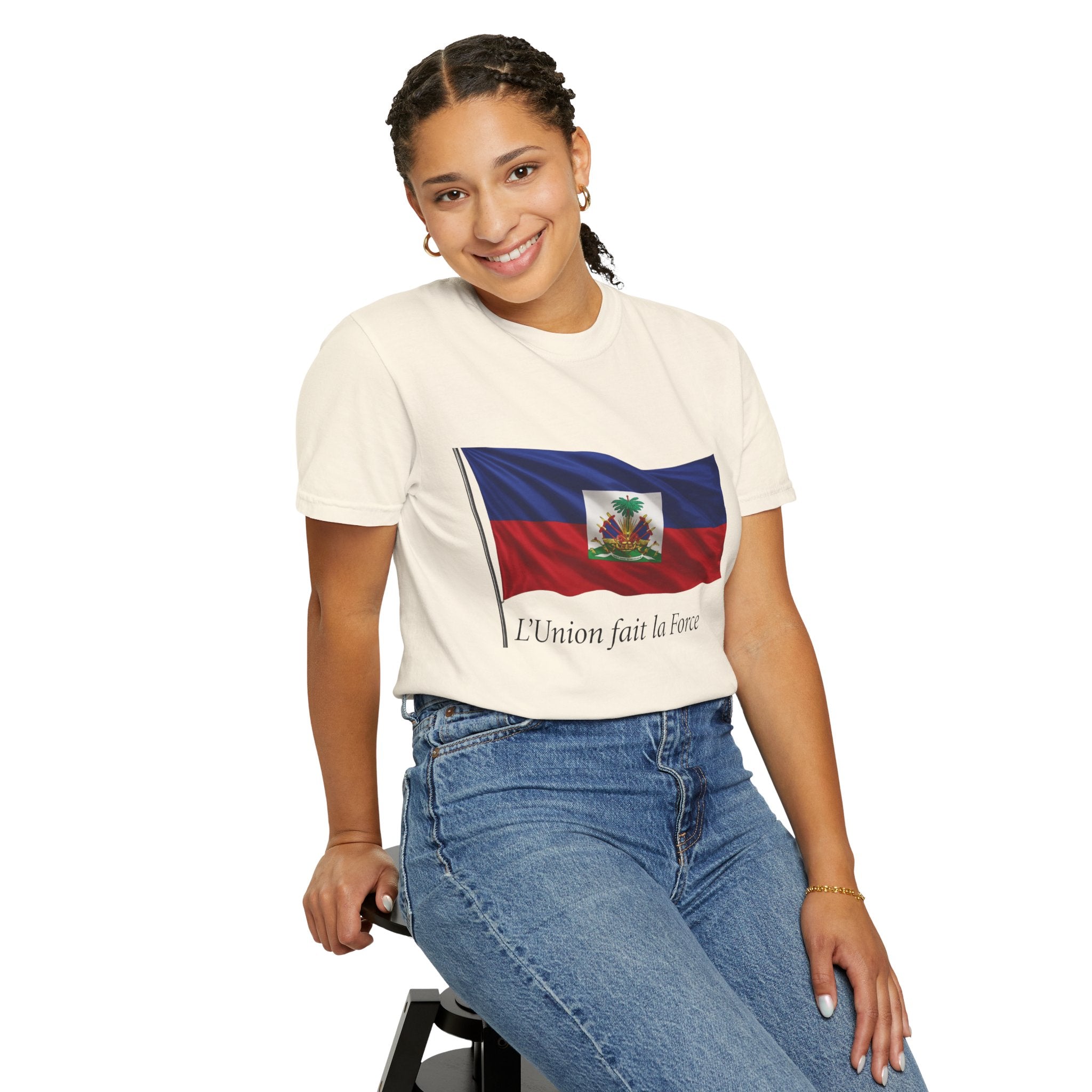 Haiti Flag T-Shirt — "L'Union fait la Force" Patriotic Tee