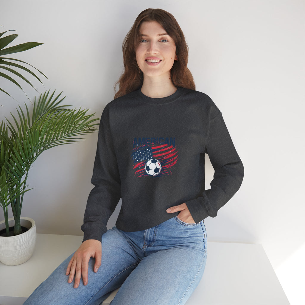 American Soccer Crewneck Sweatshirt — USA Flag & Soccer Ball Graphic