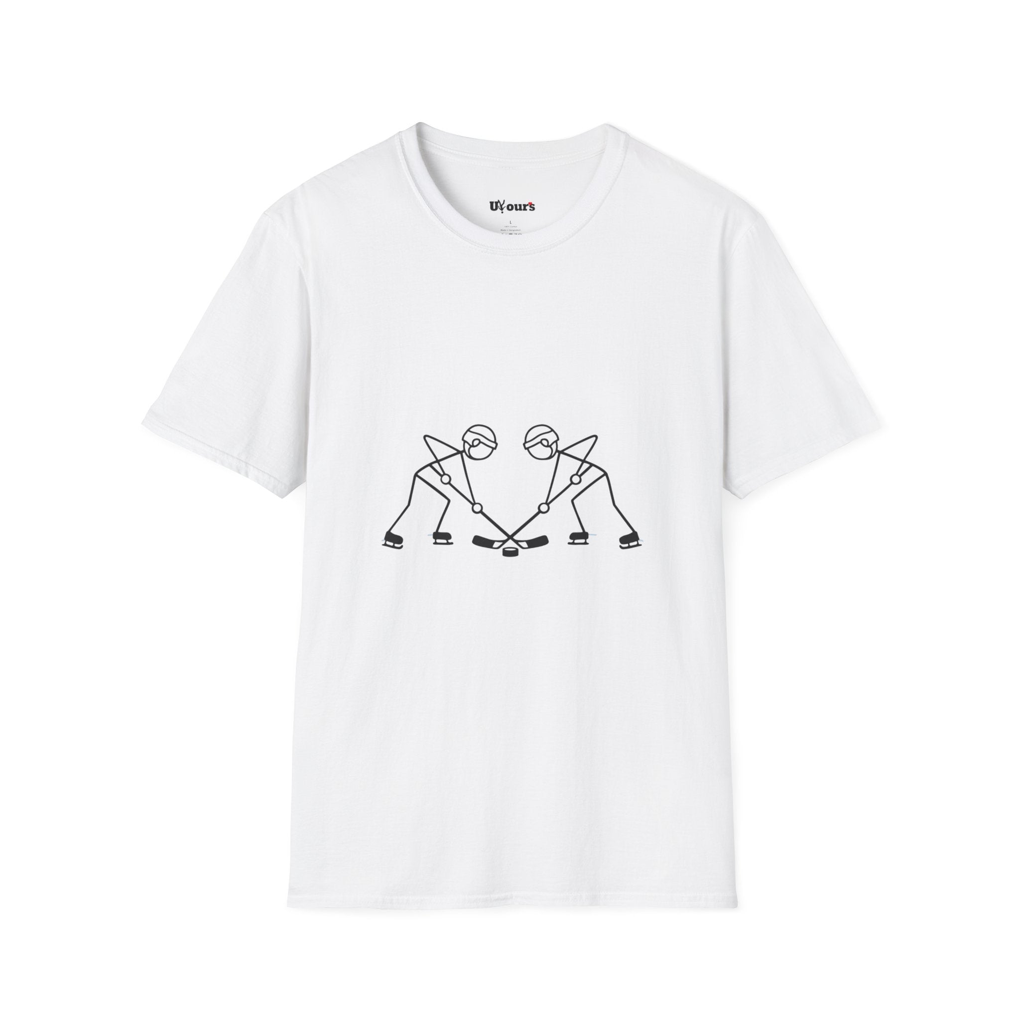 Stick Figure Hockey Faceoff T-Shirt | Minimal Sports Graphic