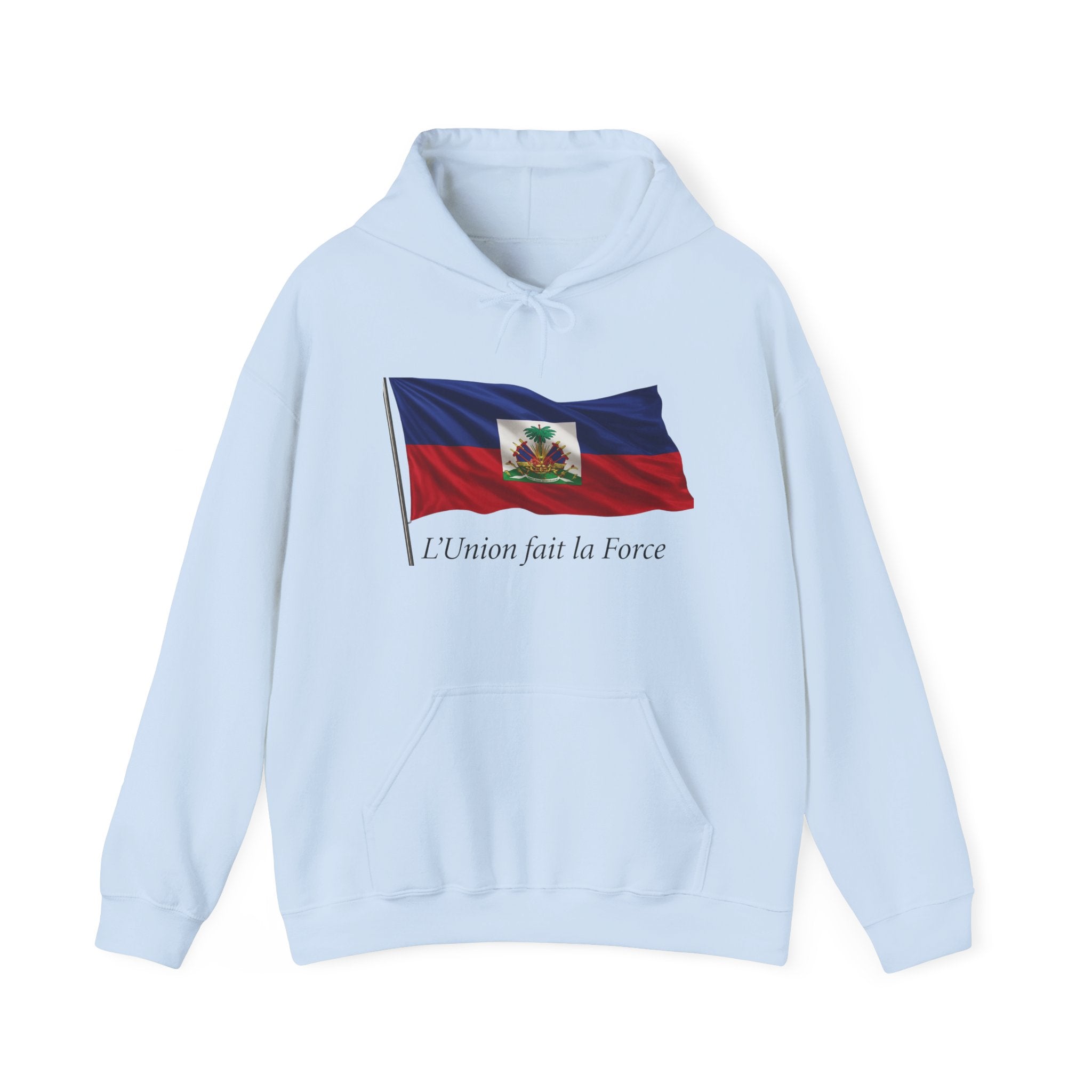 Haiti Flag Hoodie – "L'Union fait la Force" Pullover