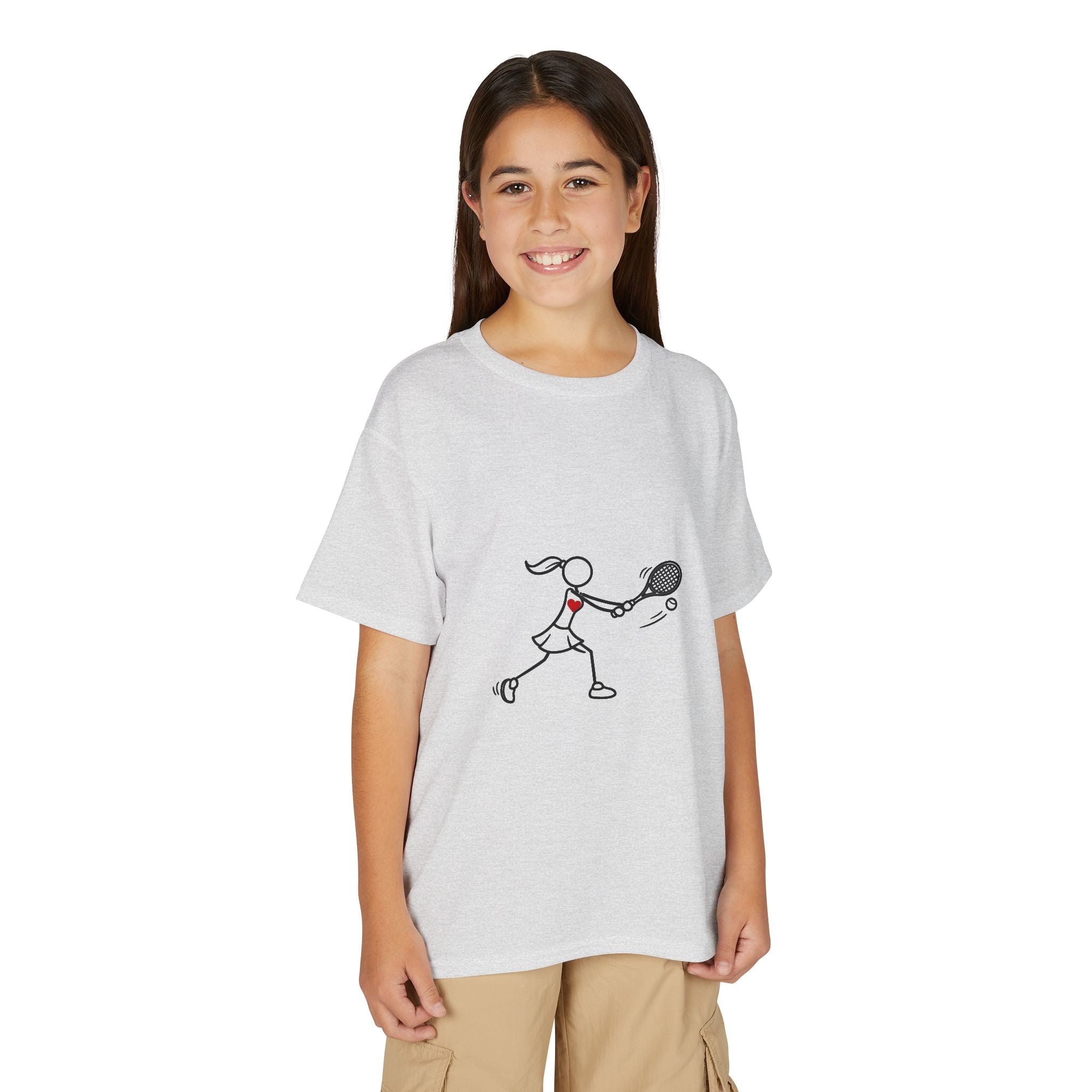 Stick Figure Tennis Player Youth T-Shirt | Kids Sports Tee