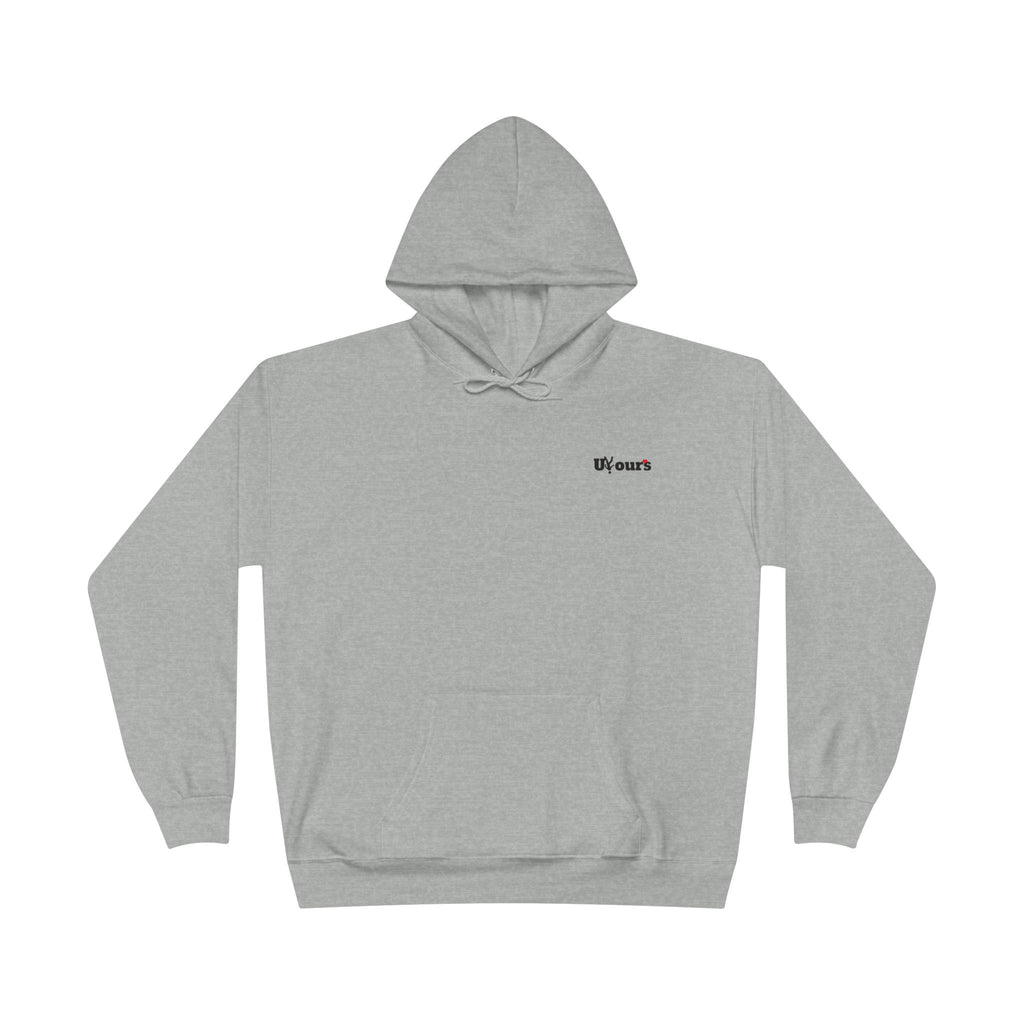 Minimal 'Yours' White Pullover Hoodie — Small Chest Script Logo