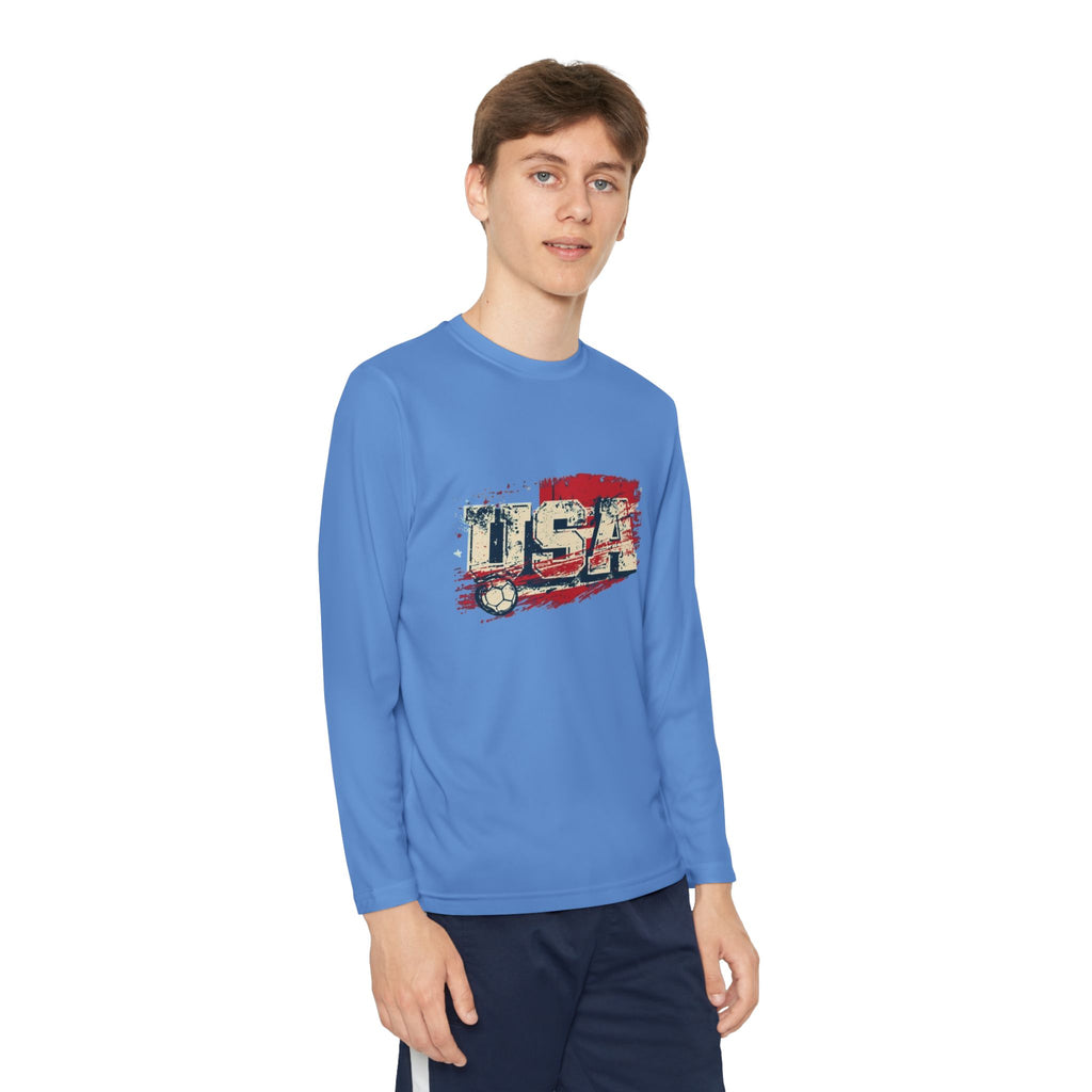 Youth Long Sleeve Tee - Vintage USA Flag Graphic