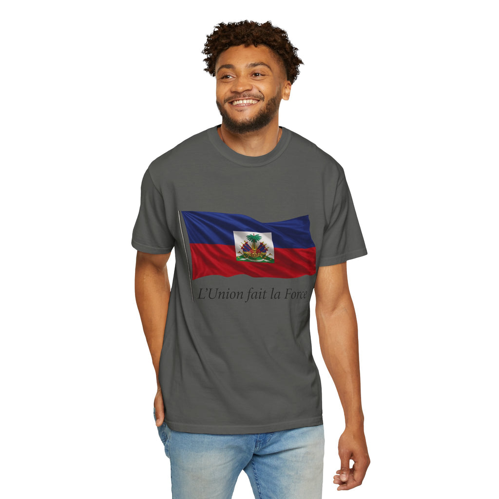 Haiti Flag T-Shirt — "L'Union fait la Force" Patriotic Tee