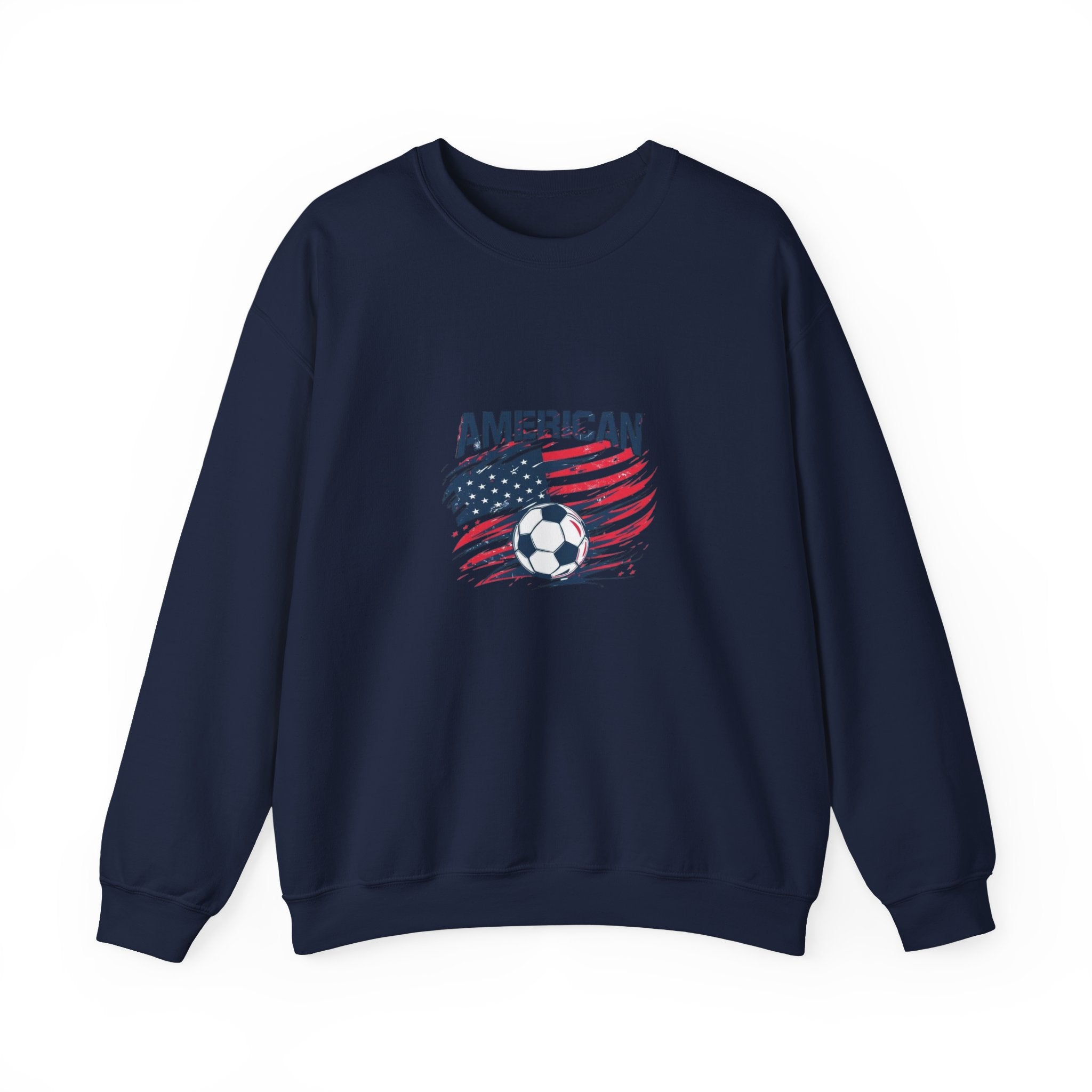 American Soccer Crewneck Sweatshirt — USA Flag & Soccer Ball Graphic