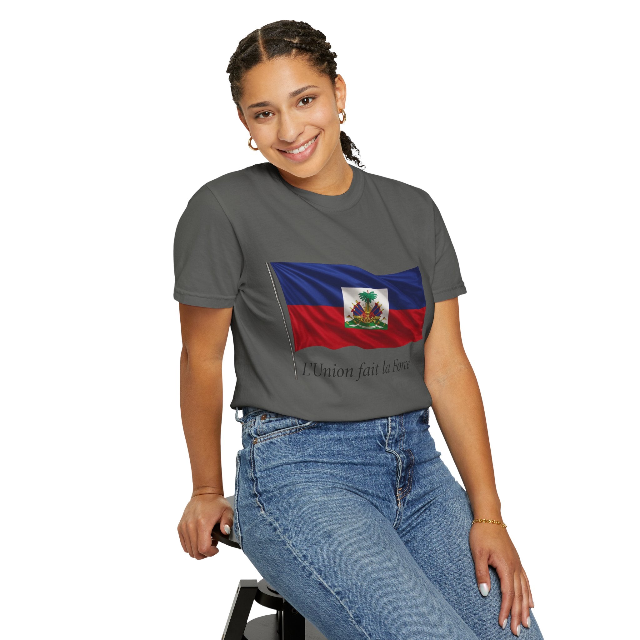 Haiti Flag T-Shirt — "L'Union fait la Force" Patriotic Tee