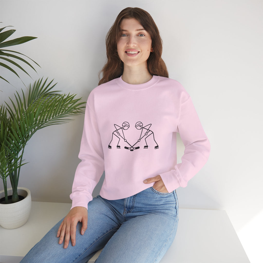Minimal Line Art Hockey Players Crewneck Sweatshirt | Sports Graphic