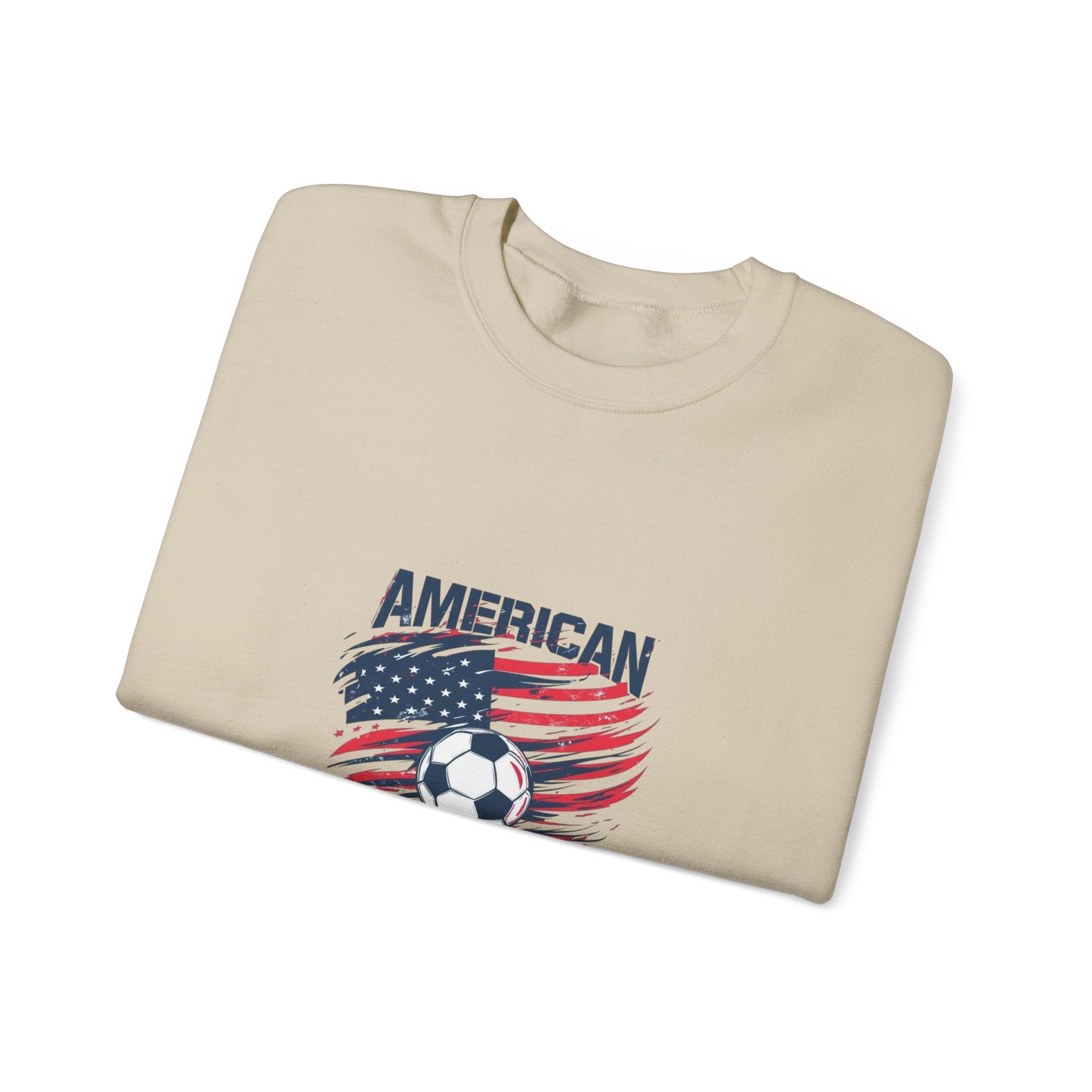 American Soccer Crewneck Sweatshirt — USA Flag & Soccer Ball Graphic