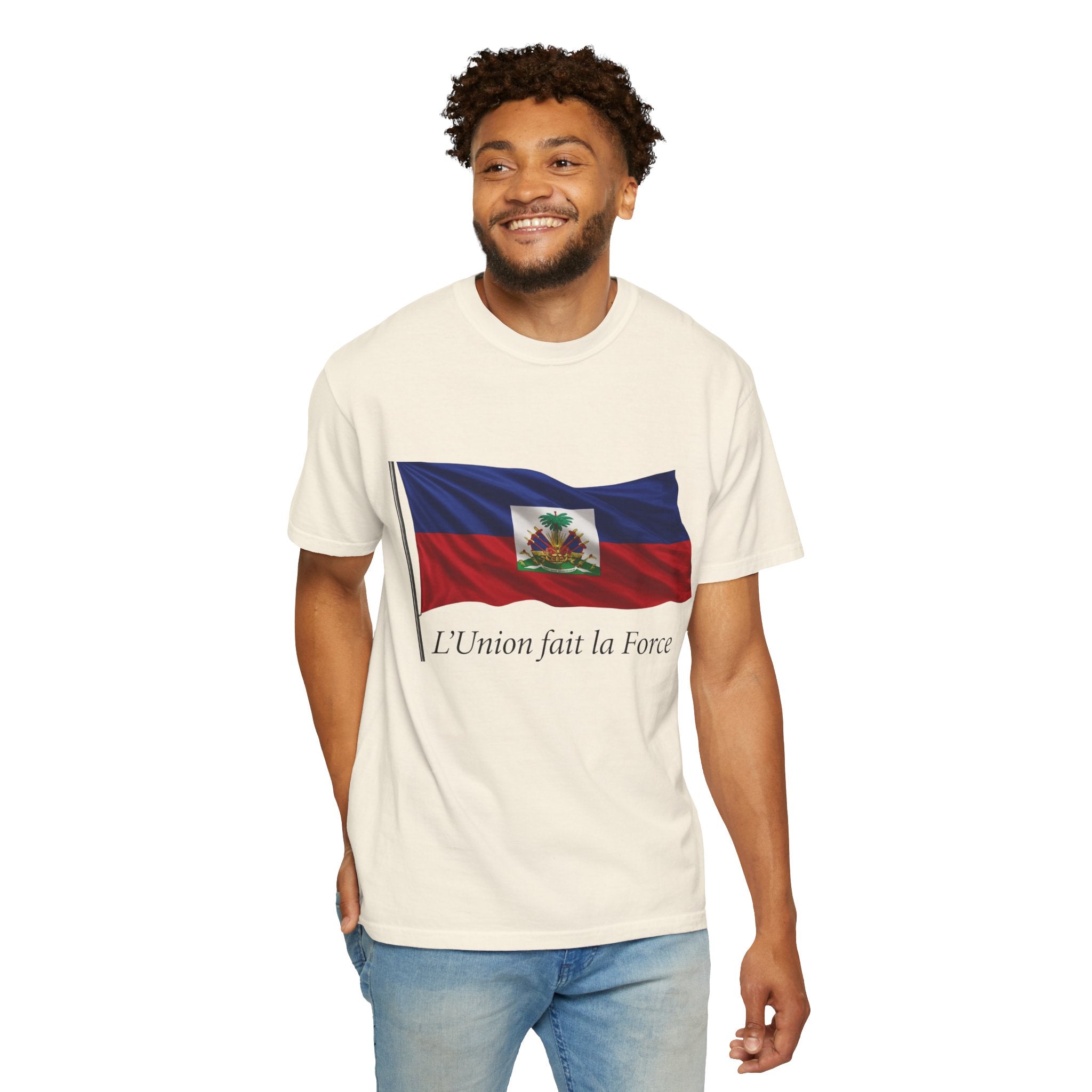 Haiti Flag T-Shirt — "L'Union fait la Force" Patriotic Tee