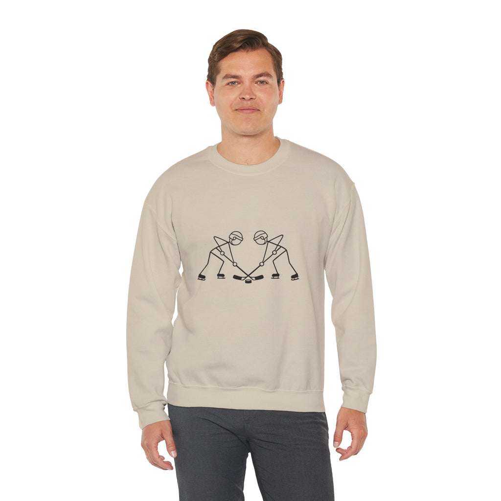 Minimal Line Art Hockey Players Crewneck Sweatshirt | Sports Graphic