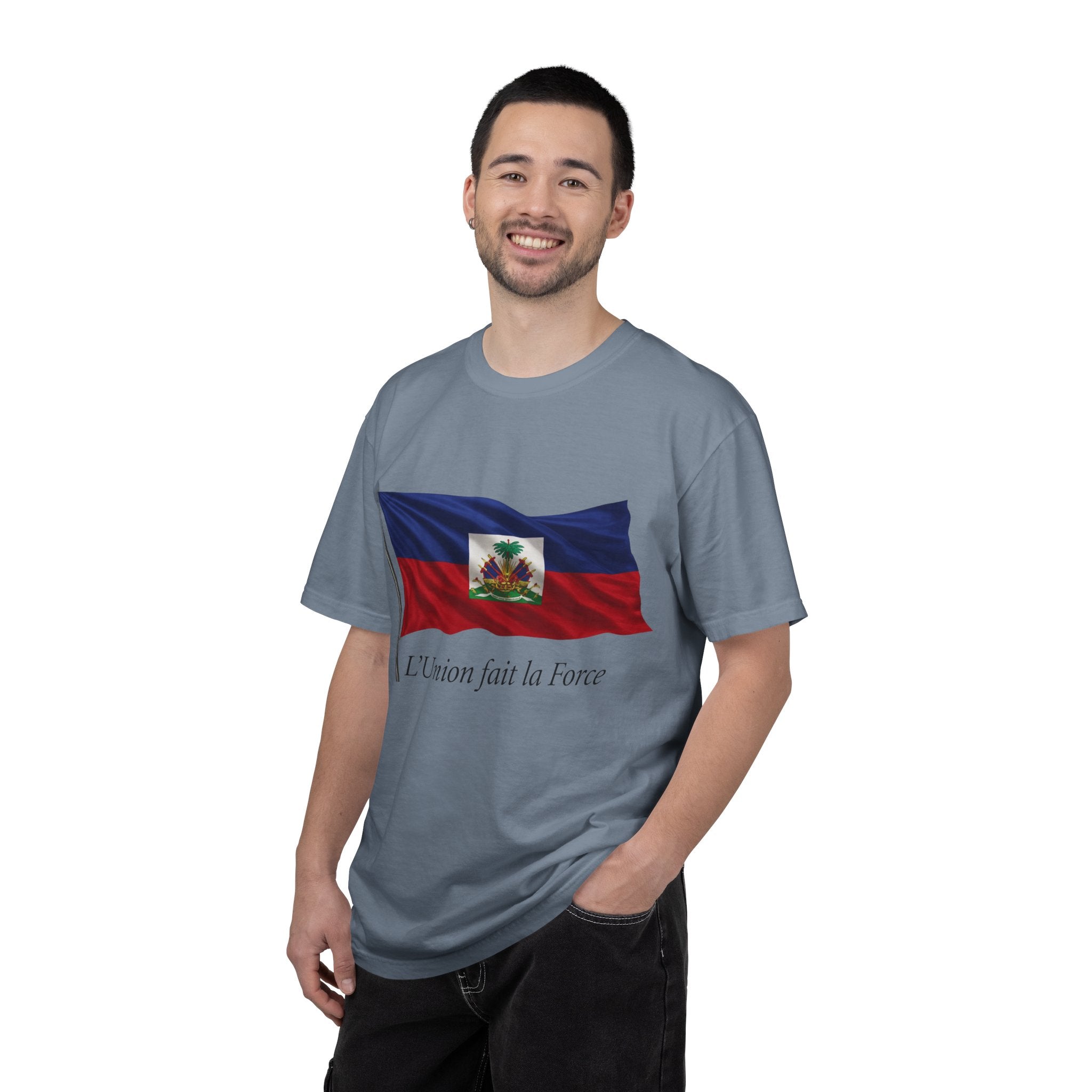 Haiti Flag T-Shirt — "L'Union fait la Force" Patriotic Tee