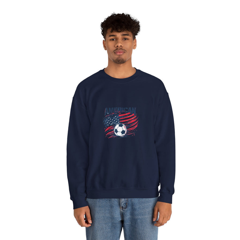 American Soccer Crewneck Sweatshirt — USA Flag & Soccer Ball Graphic