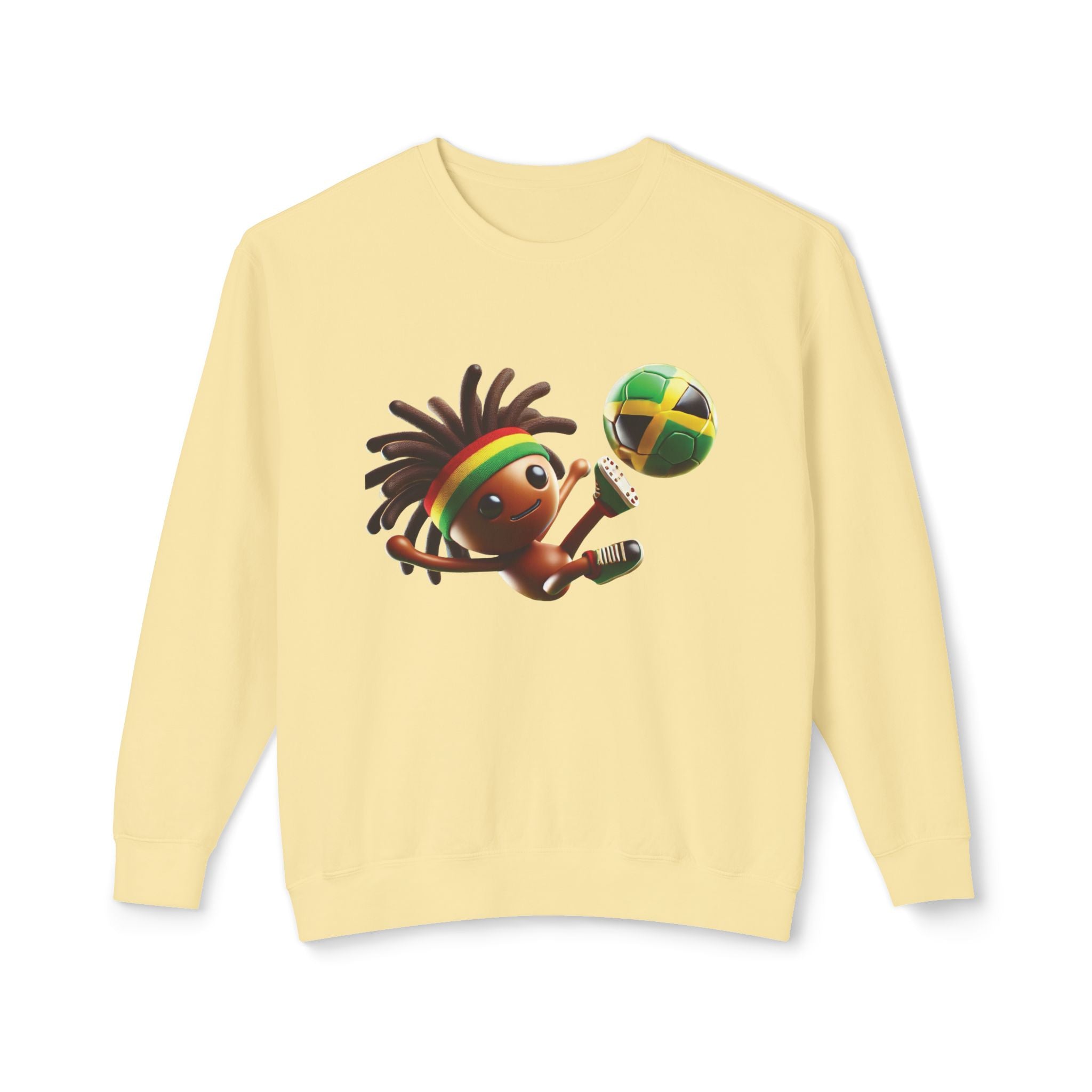 Unisex Lightweight Crewneck Sweatshirt Jamaica Soccer Dreadlocks