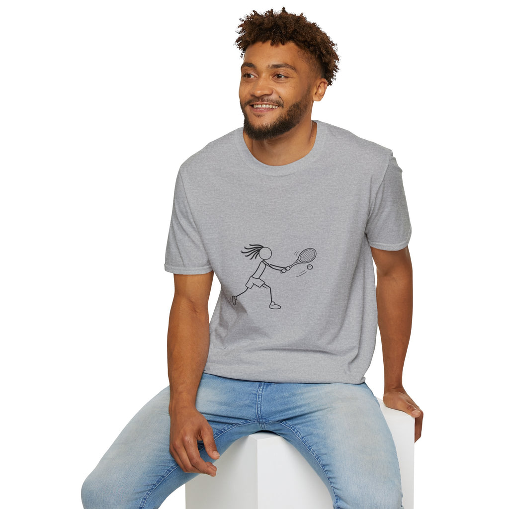 Stick Figure Girl Playing Tennis T-Shirt | Tennis Player Line Art