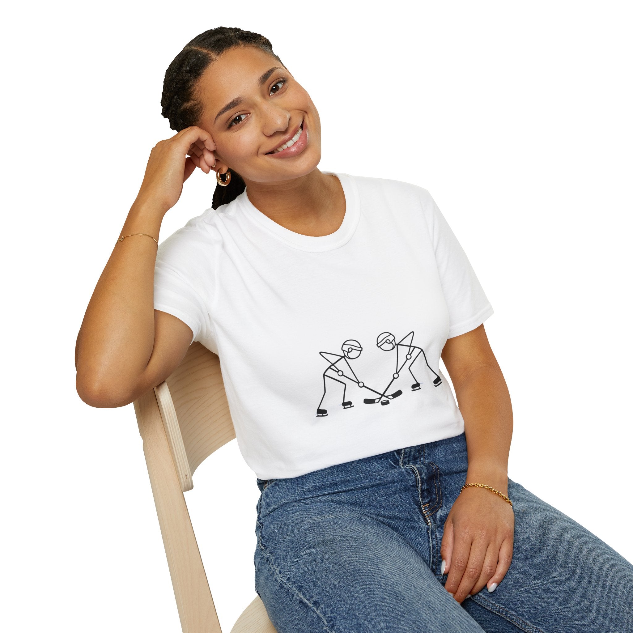 Stick Figure Hockey Faceoff T-Shirt | Minimal Sports Graphic
