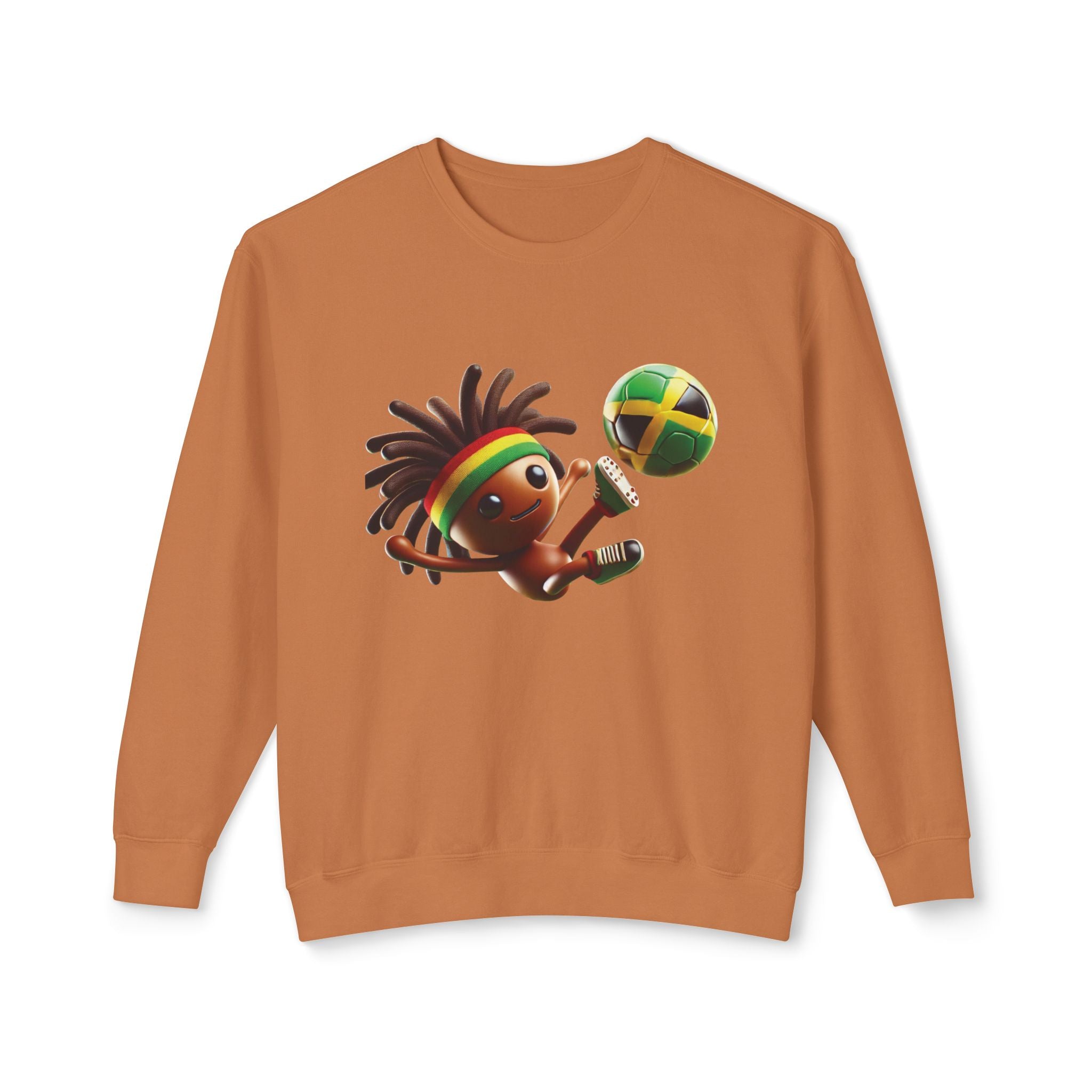 Unisex Lightweight Crewneck Sweatshirt Jamaica Soccer Dreadlocks