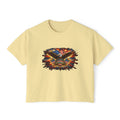 Patriotic Eagle Skull Boxy Tee — American Flag Graphic Women’s Shirt