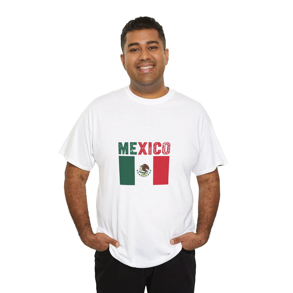 Mexico Flag T‑Shirt – Distressed Mexico Text with Mexican Flag Graphic