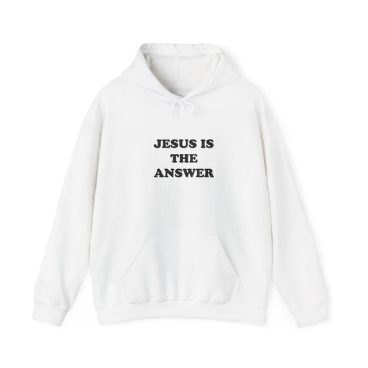 Jesus Is The Answer Hoodie - Unisex Heavy Blend Sweatshirt for Faith, Religious Gifts, Church Events, Comfortable Casual Wear