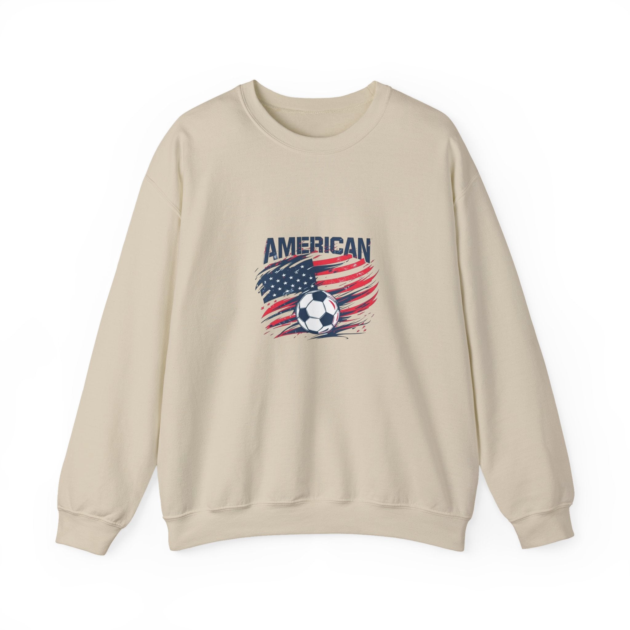 American Soccer Crewneck Sweatshirt — USA Flag & Soccer Ball Graphic