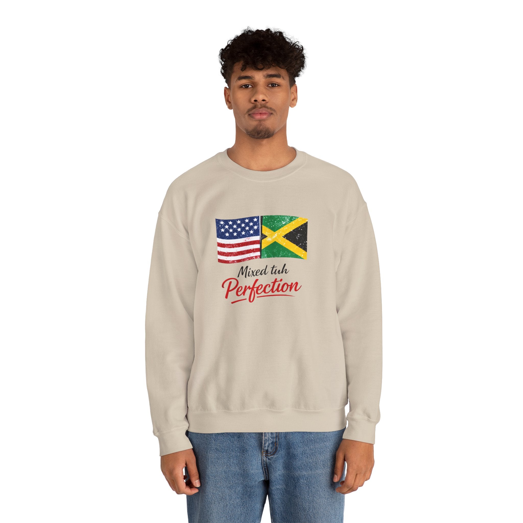 Mixed Tubh Perfection Sweatshirt — USA & Jamaica Flag Crewneck